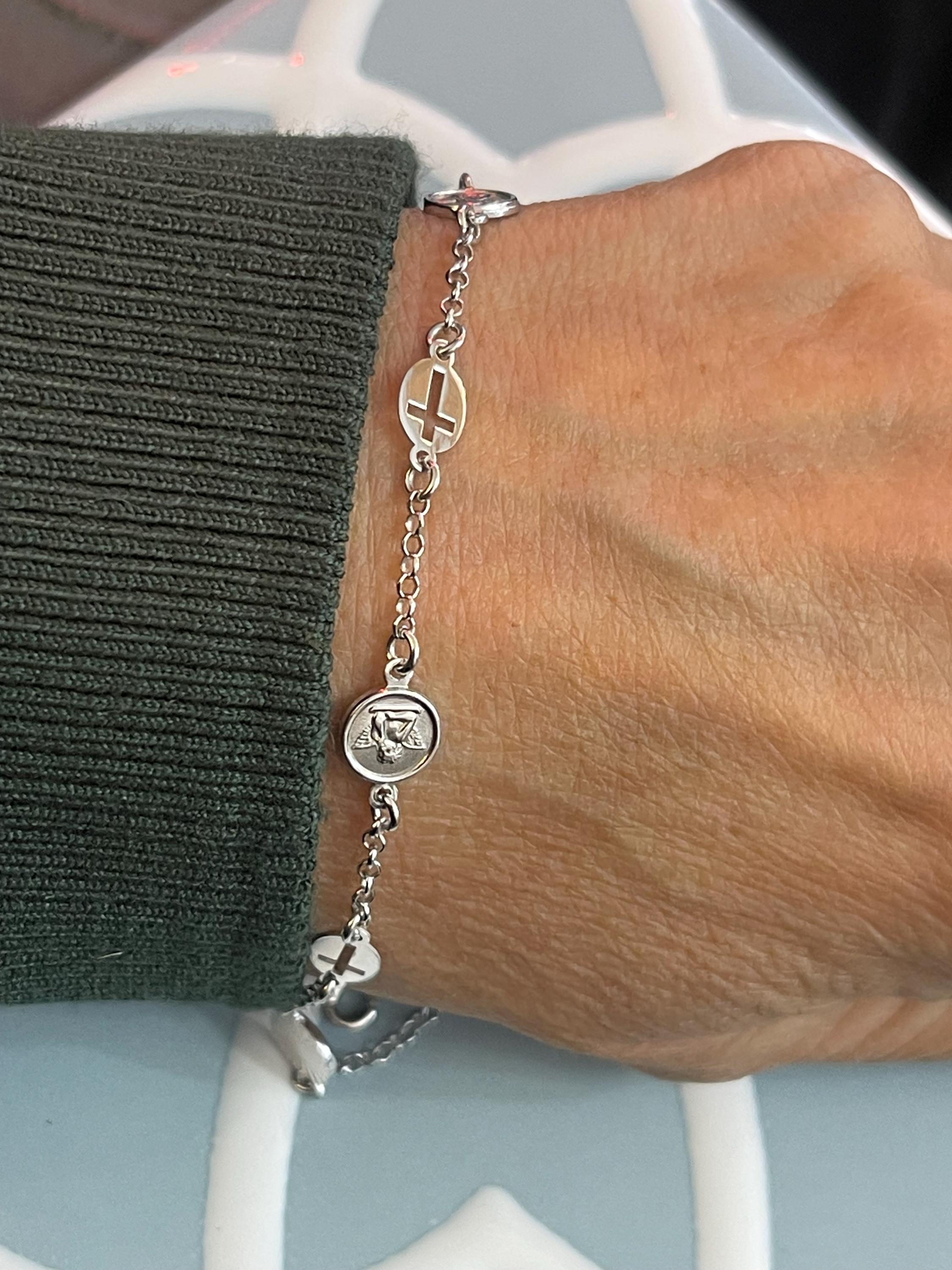 Sterling Silver Cross and Angel Bracelet
