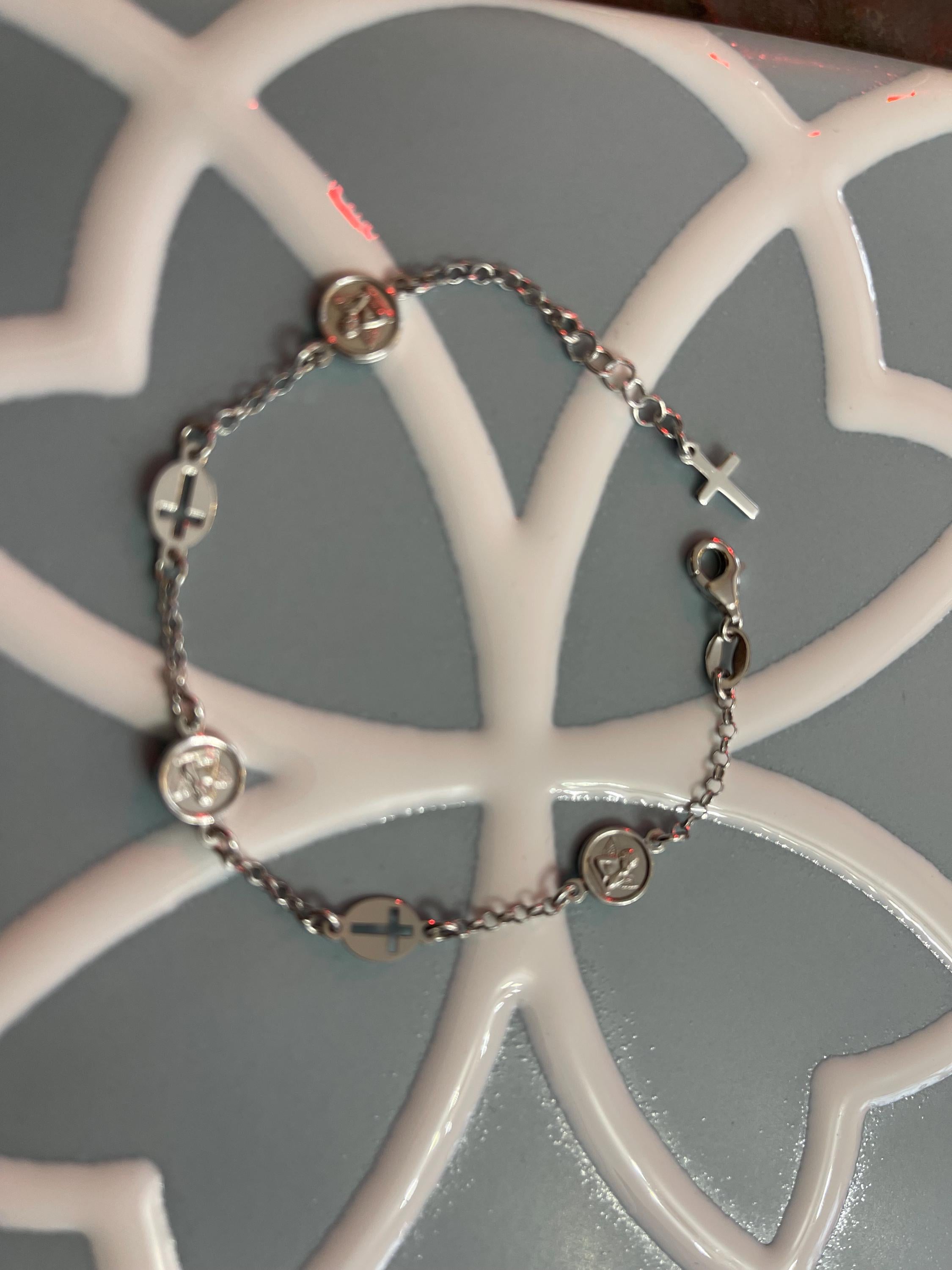 Sterling Silver Cross and Angel Bracelet