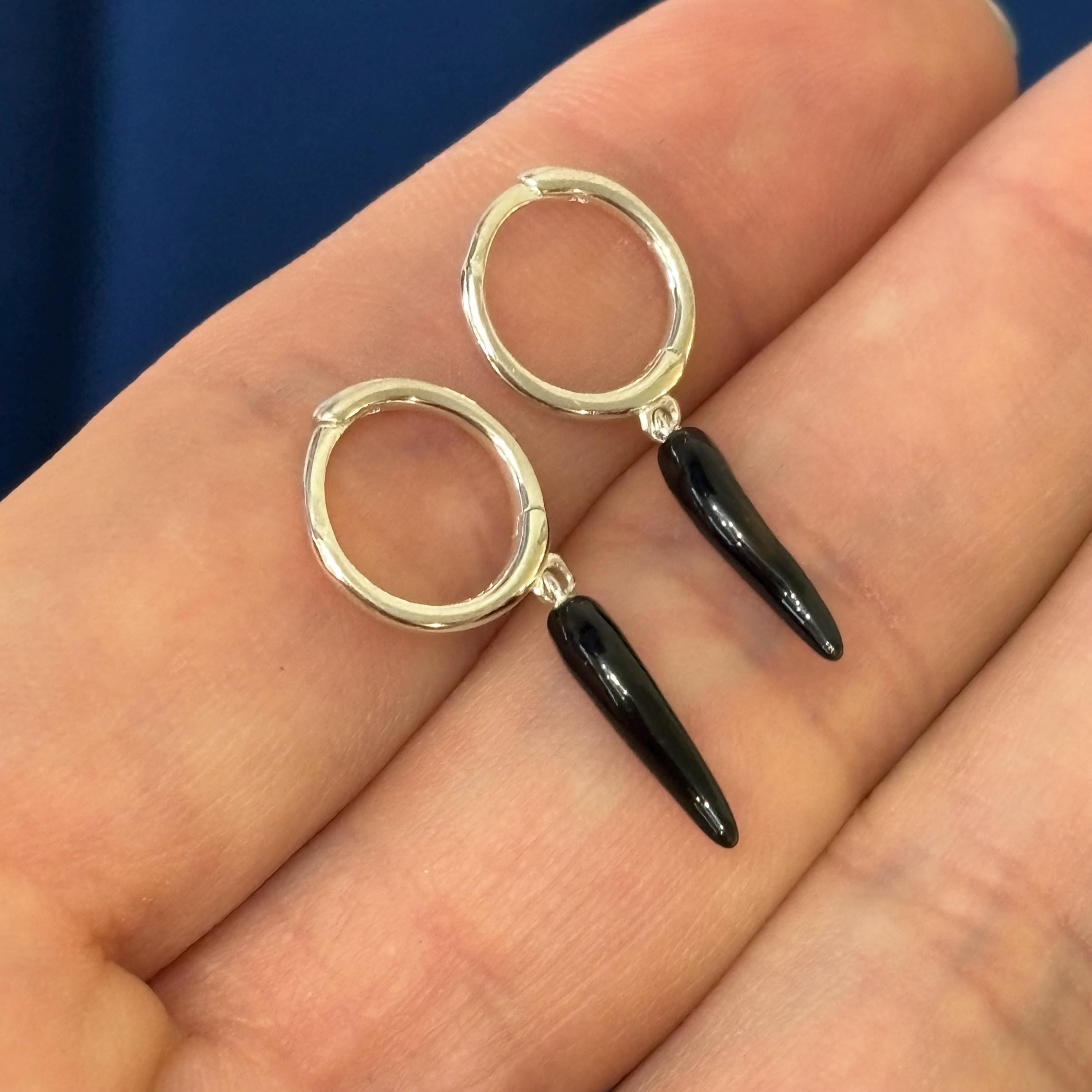 Sterling Silver Hammered Oval Hoop Earrings 11mm x 14mm