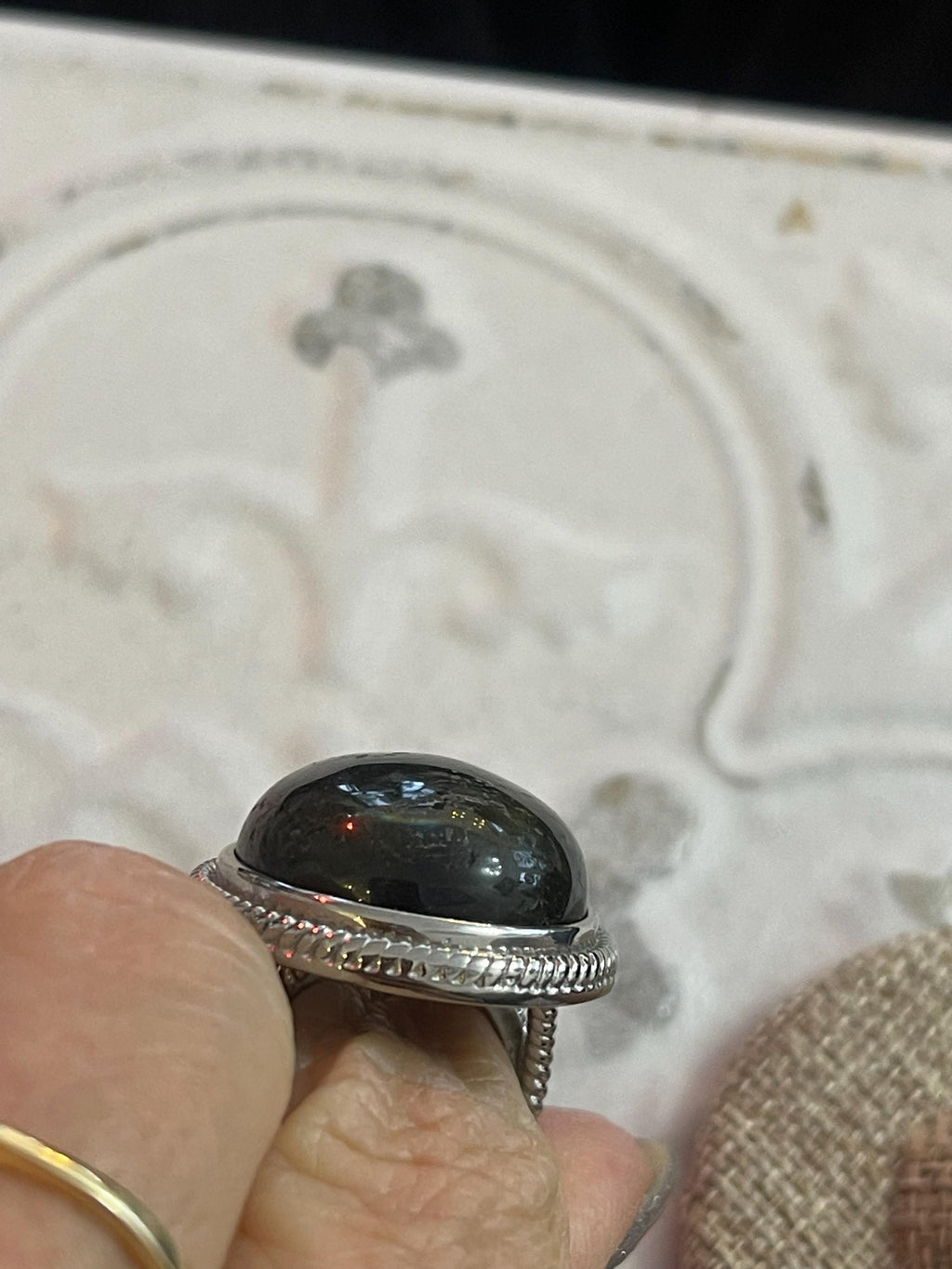 Stainless Steel Polished Labradorite Ring
