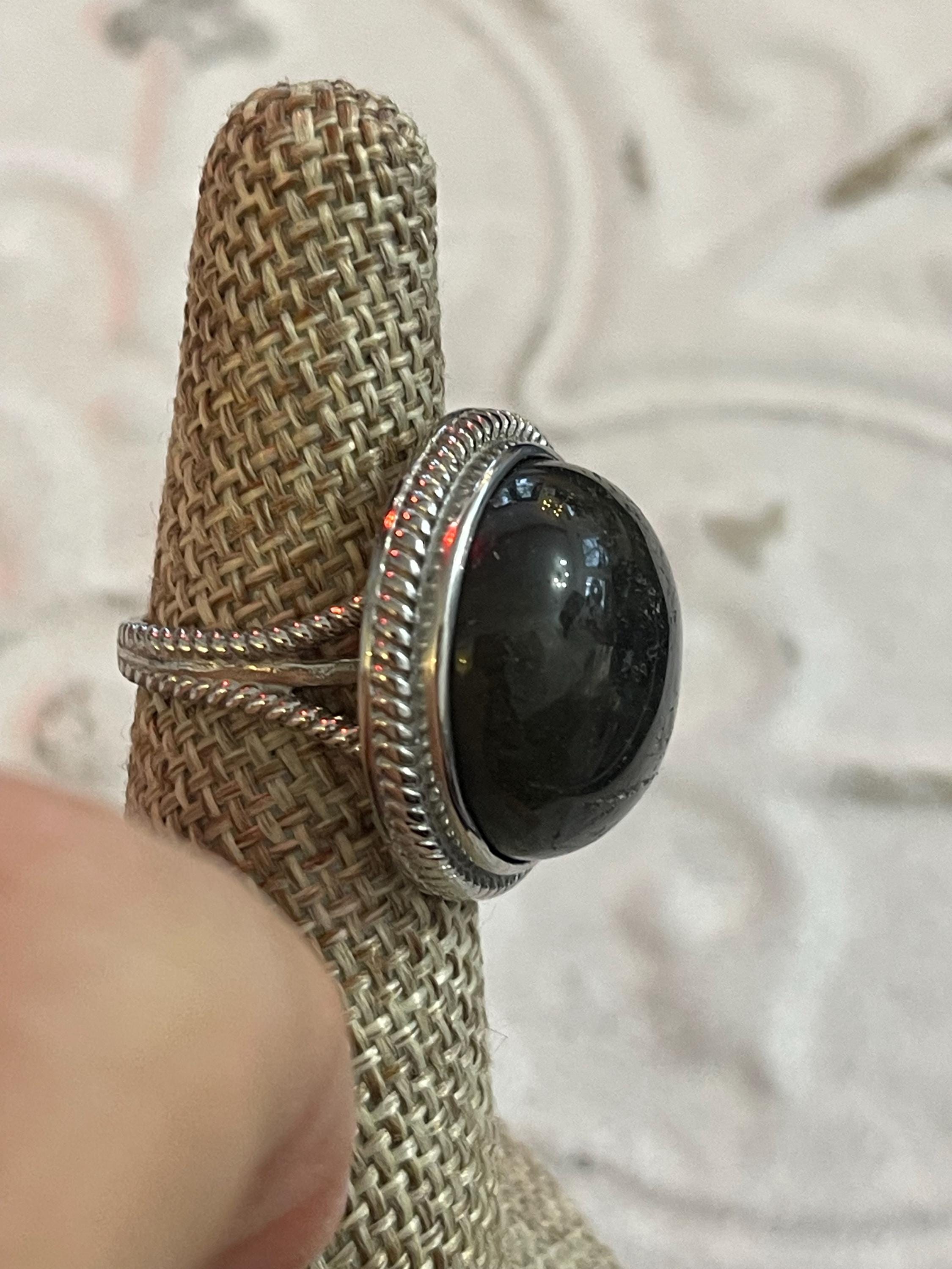 Stainless Steel Polished Labradorite Ring