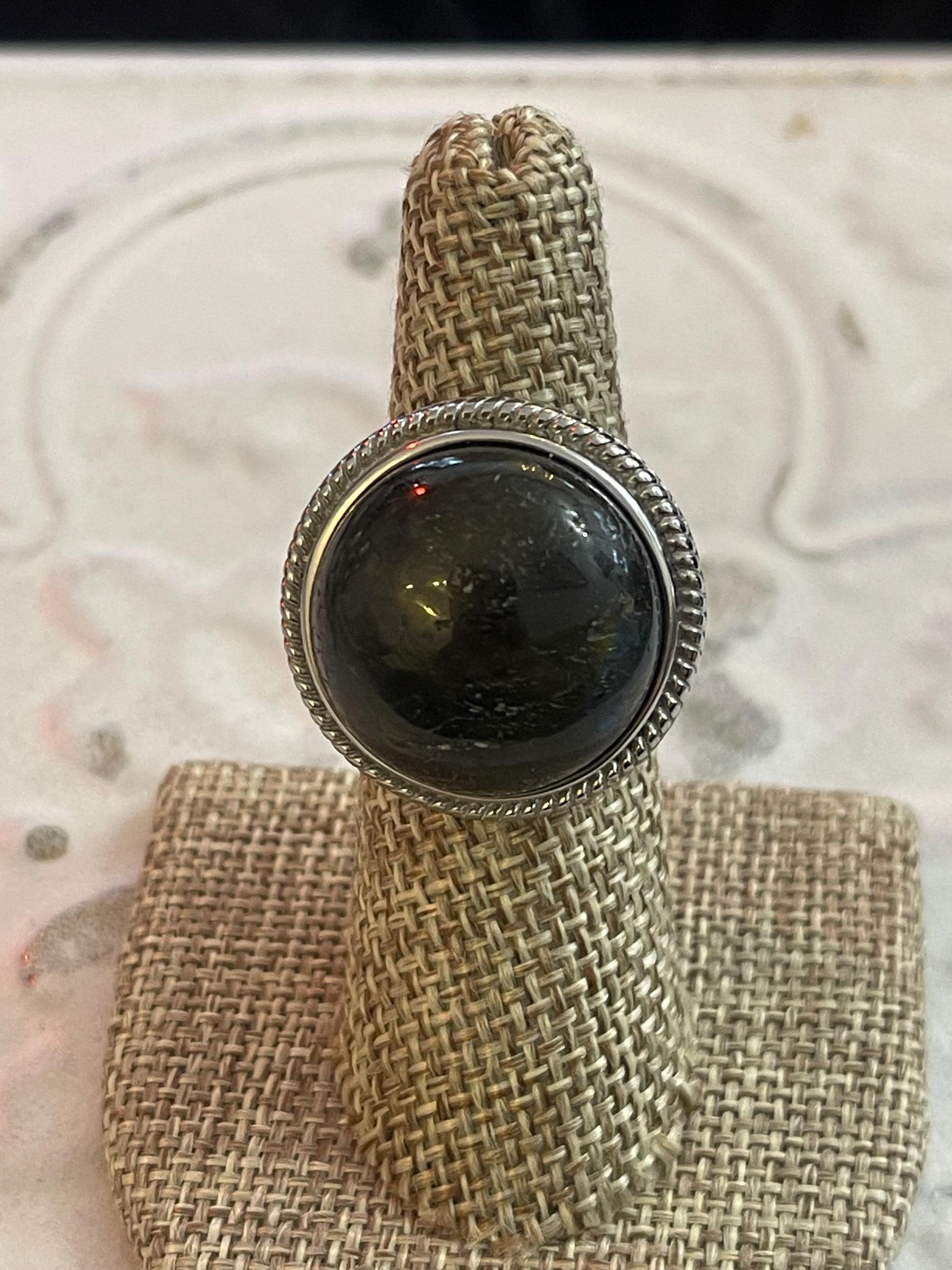 Stainless Steel Polished Labradorite Ring