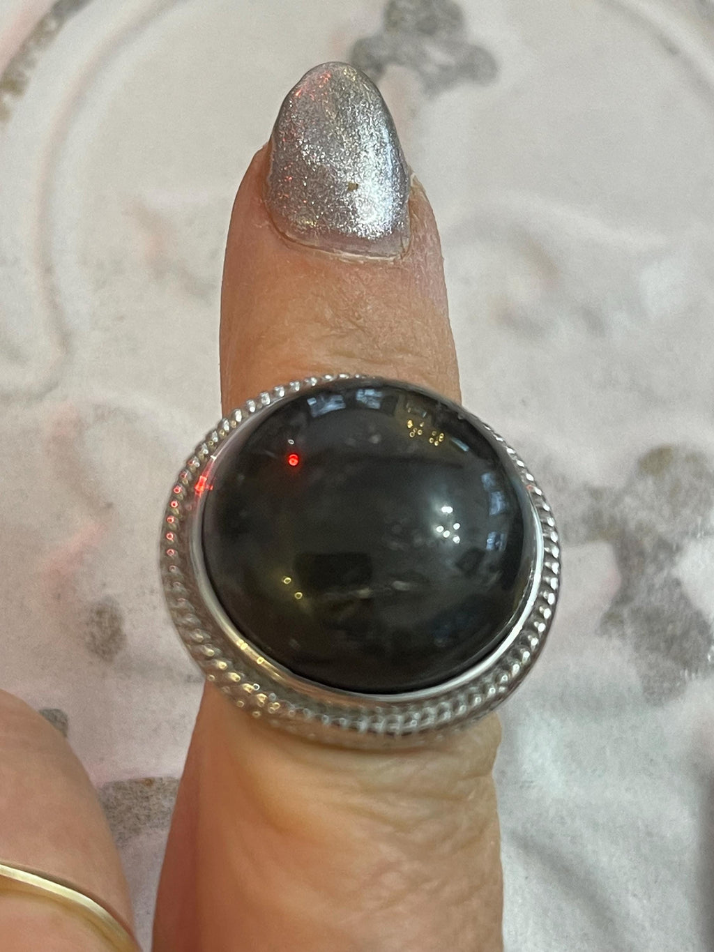 Stainless Steel Polished Labradorite Ring