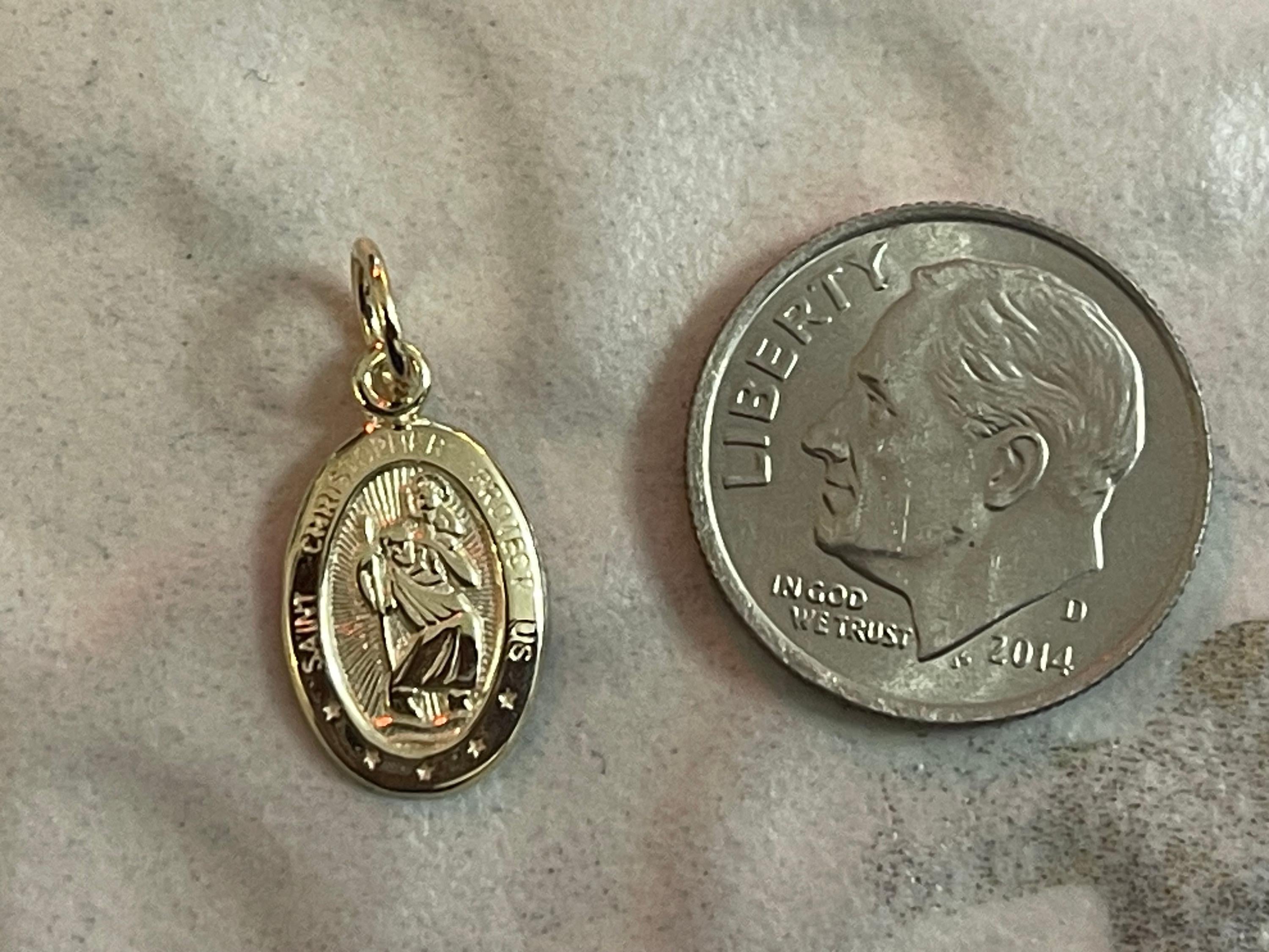 10K Solid Satin St. Christopher Pendant