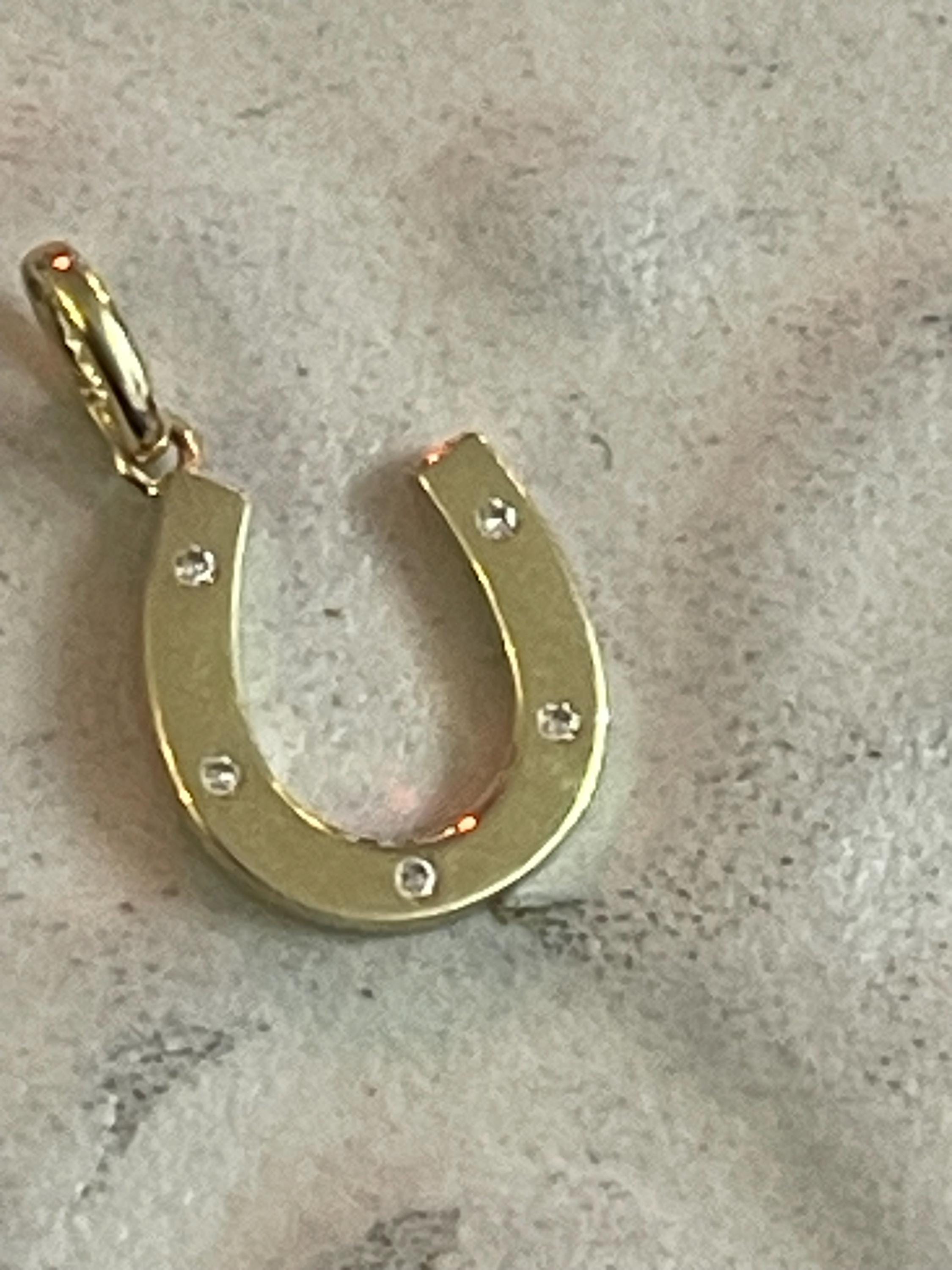 14K CZ Horseshoe Pendant