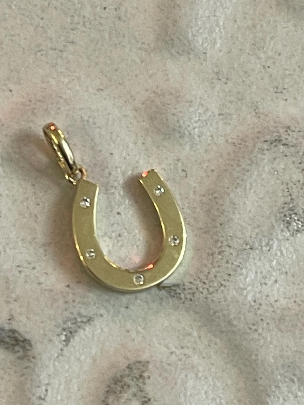 14K CZ Horseshoe Pendant