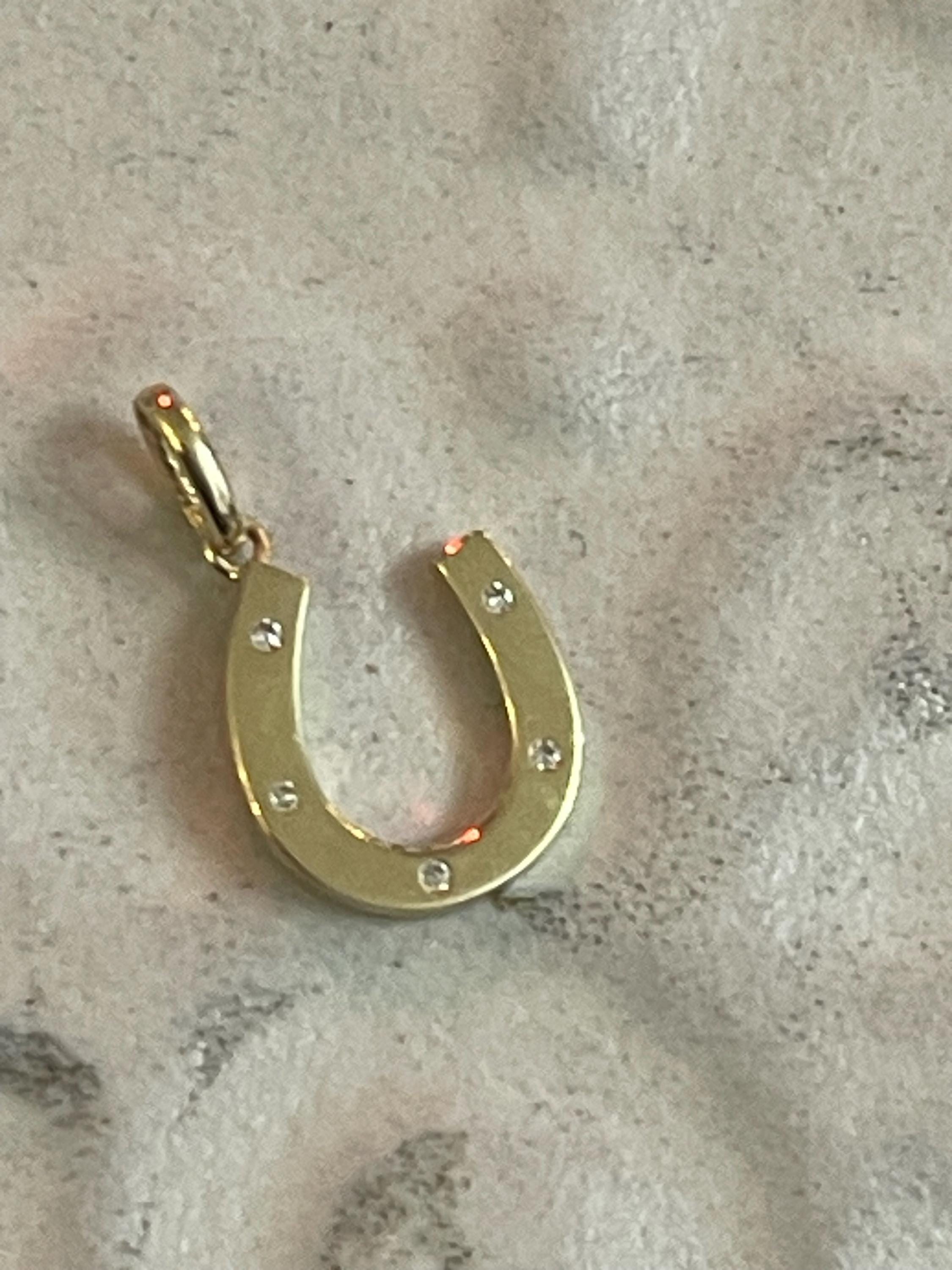 14K CZ Horseshoe Pendant