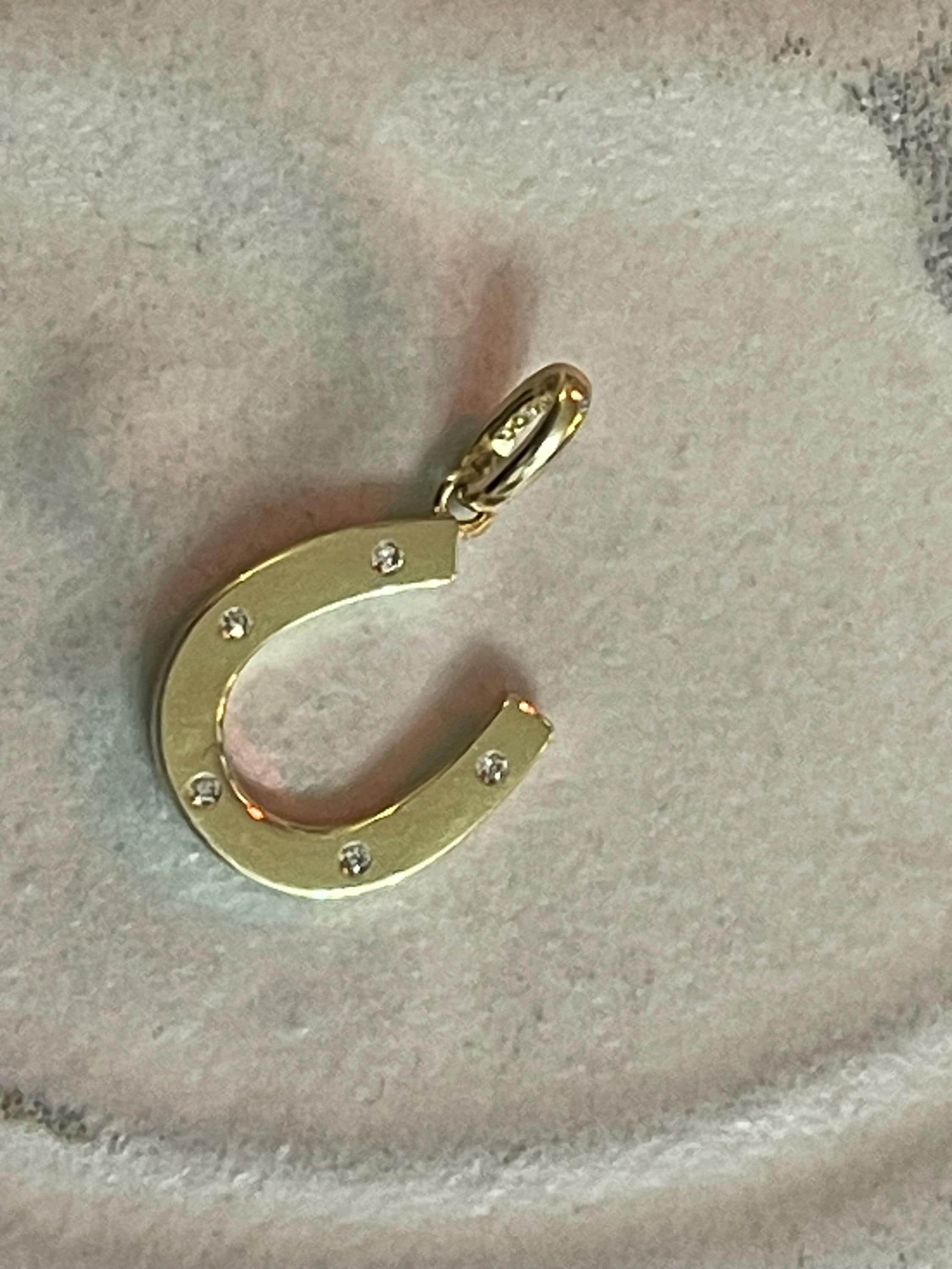 14K CZ Horseshoe Pendant