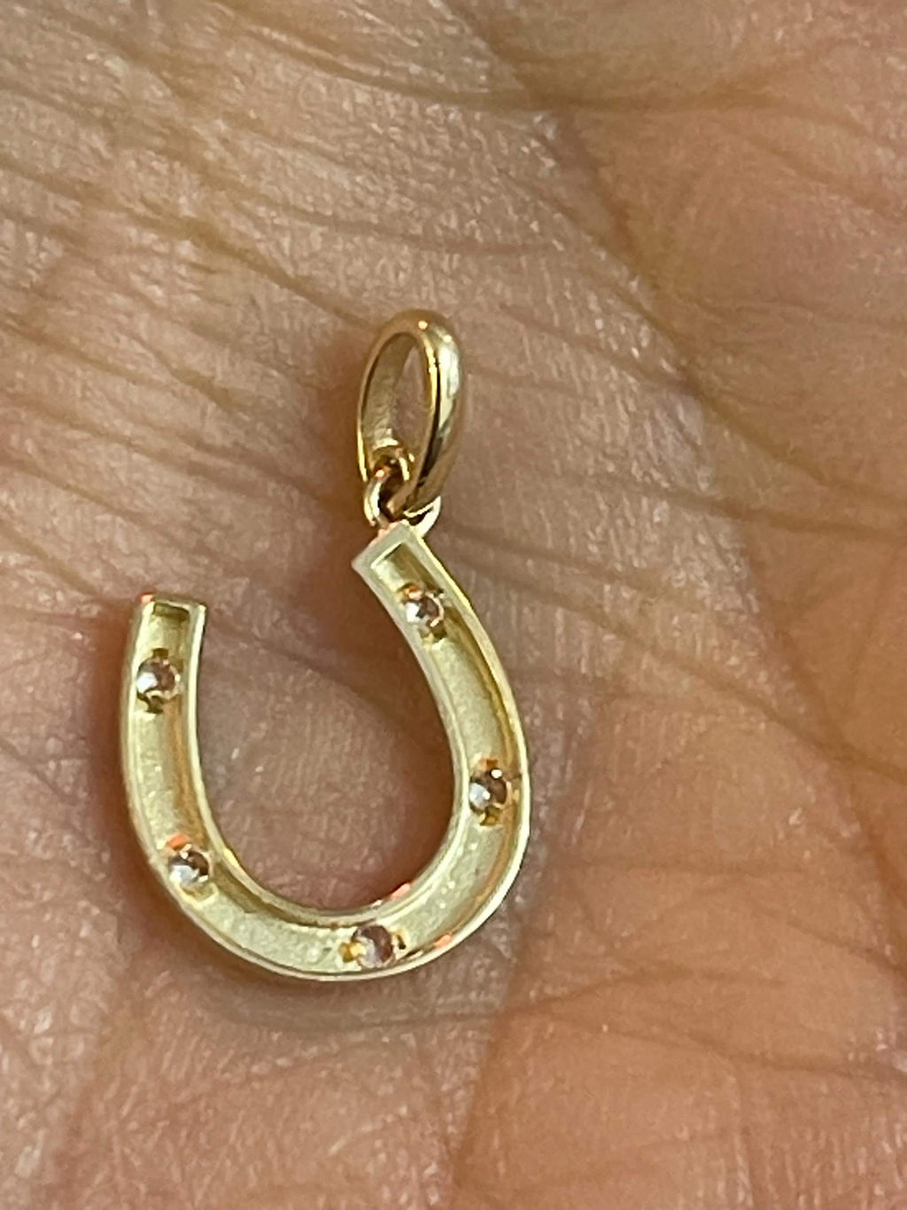 14K CZ Horseshoe Pendant