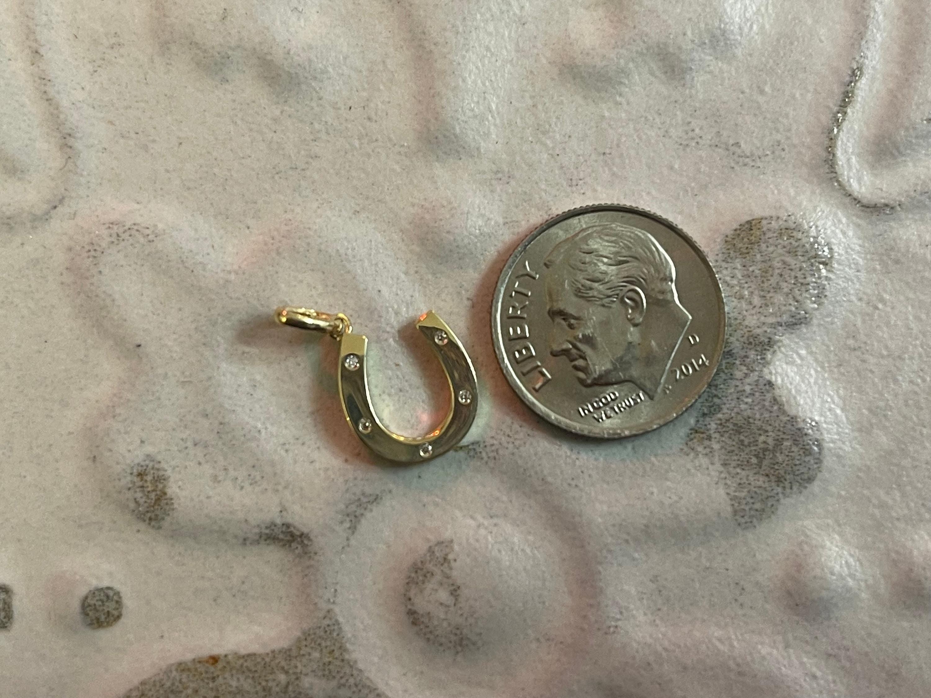 14K CZ Horseshoe Pendant