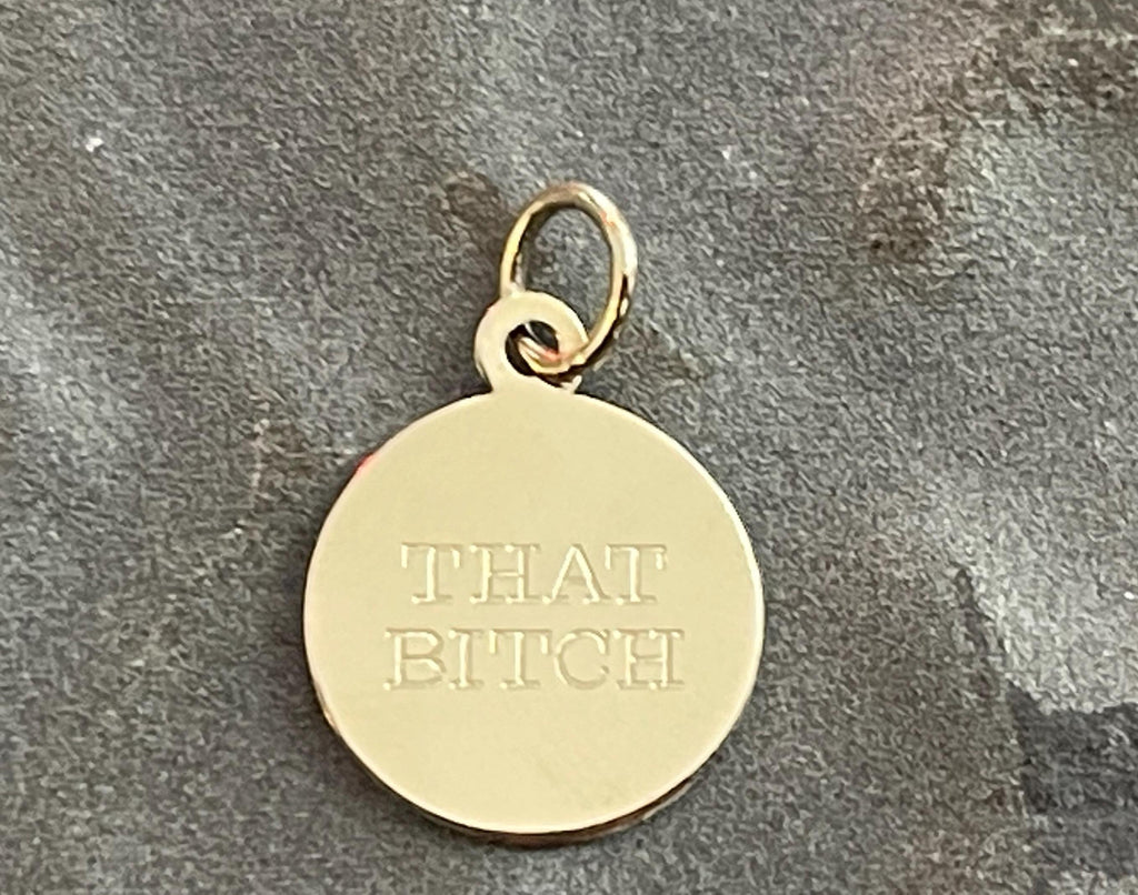 10K Yellow Gold Disc Pendant Charm As Is with Engraving