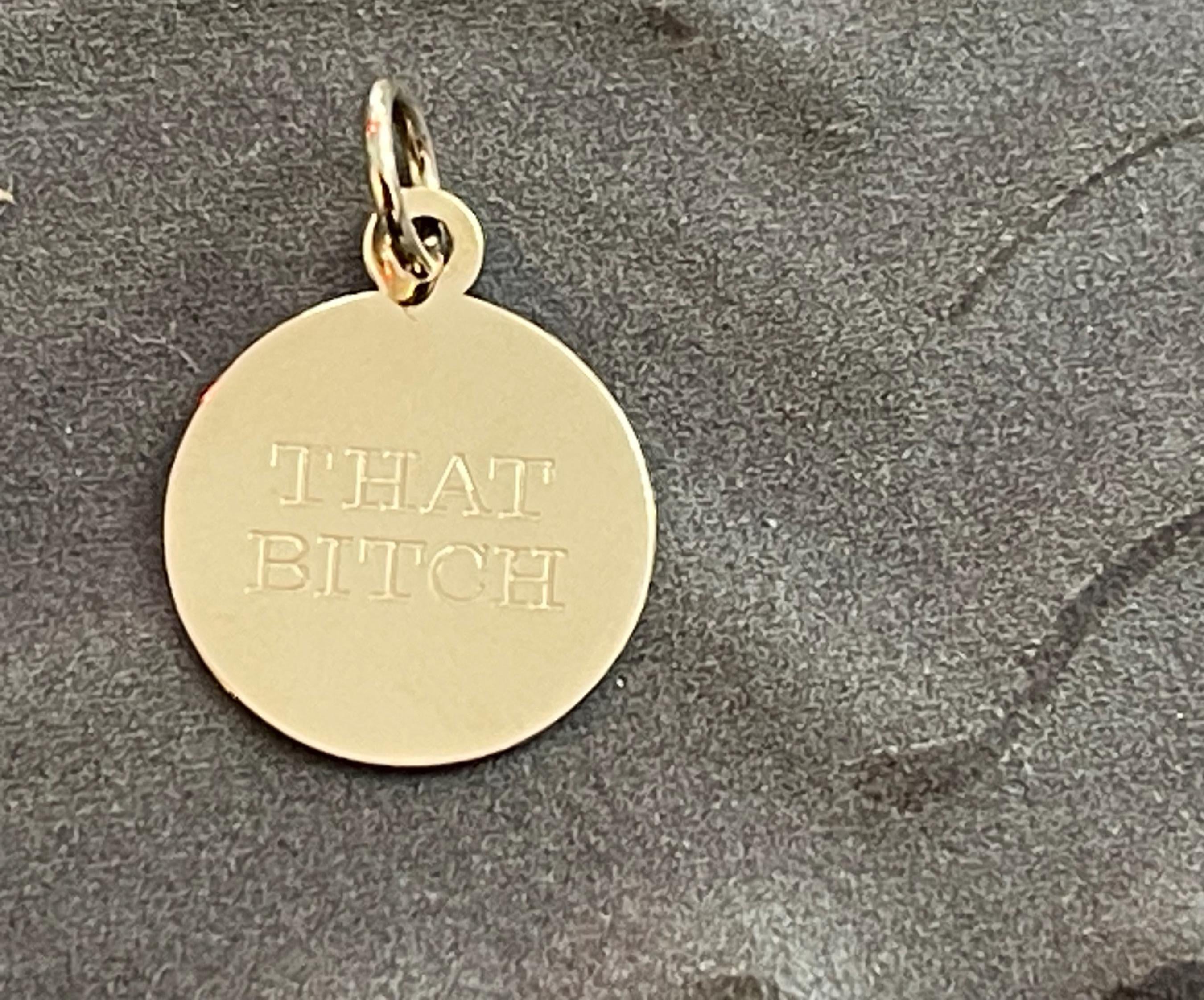 10K Yellow Gold Disc Pendant Charm As Is with Engraving