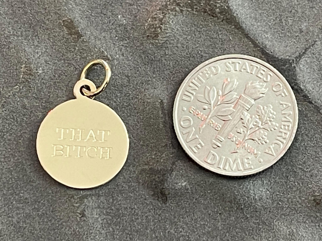 10K Yellow Gold Disc Pendant Charm As Is with Engraving