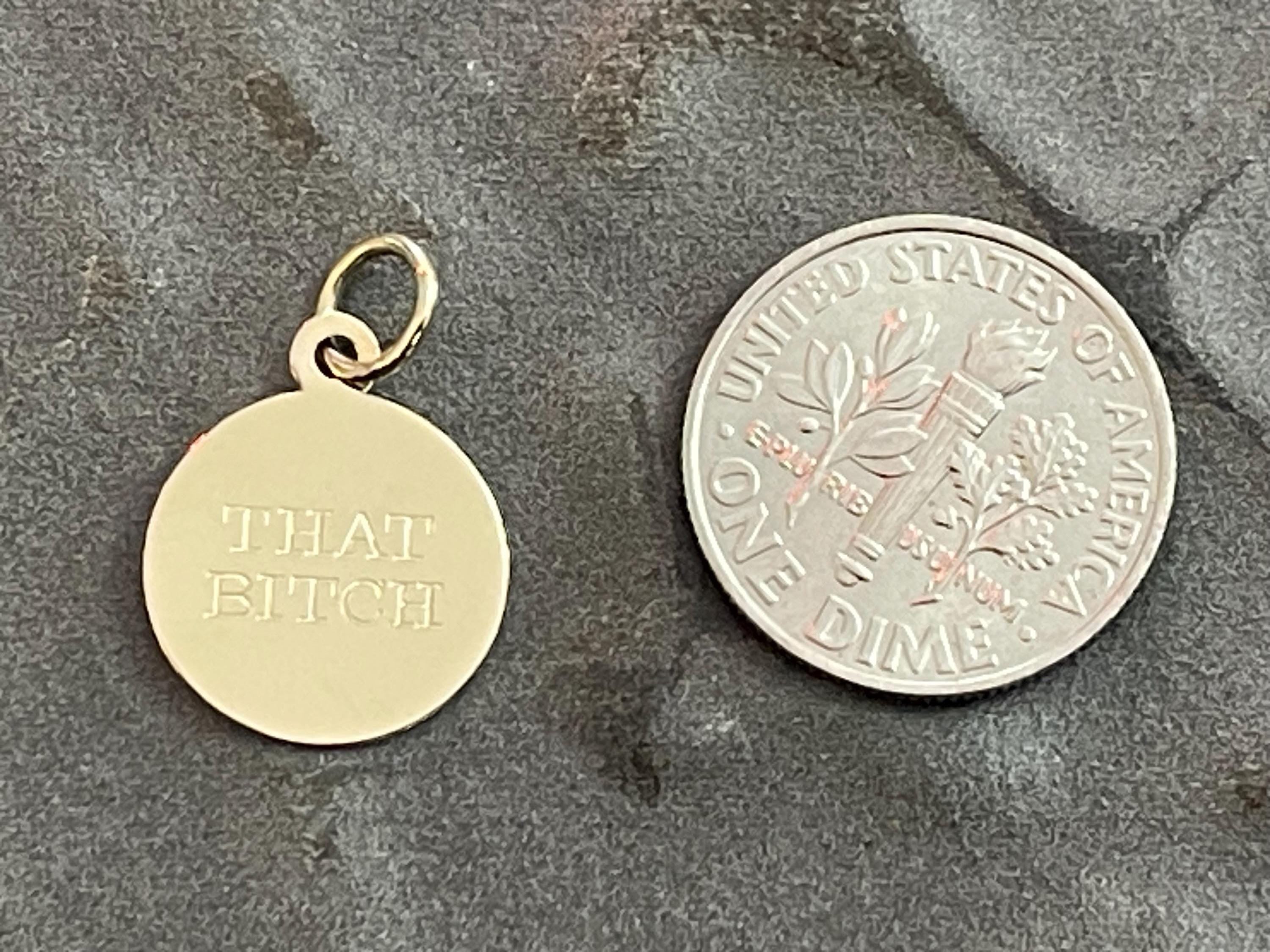 10K Yellow Gold Disc Pendant Charm As Is with Engraving