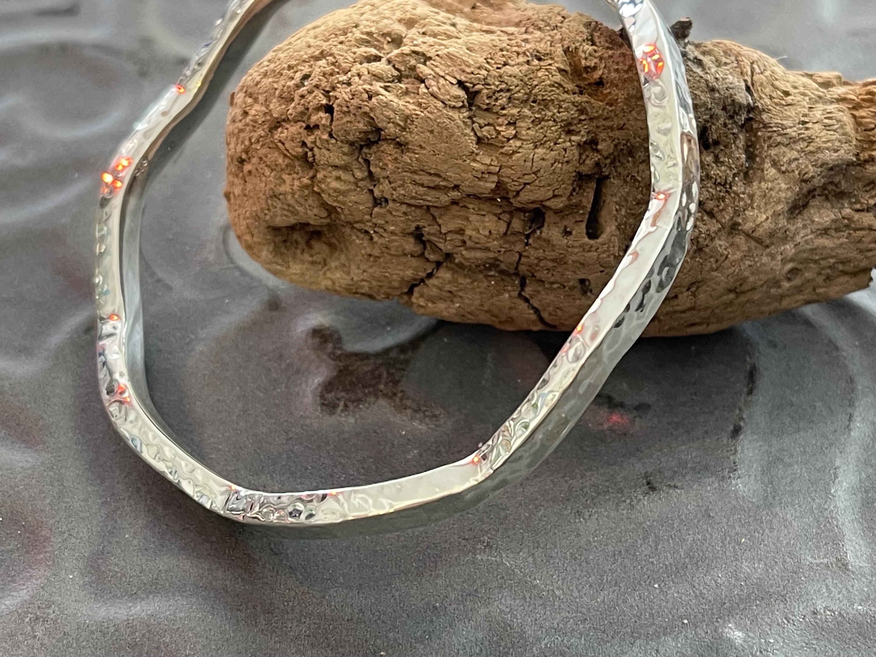 Sterling Silver Wavy Bangle Bracelet