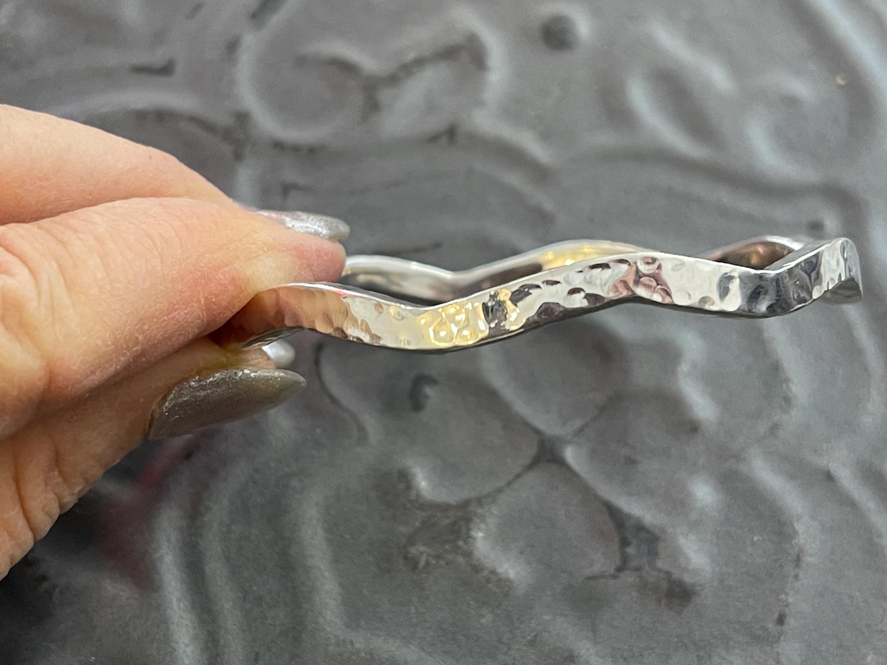 Sterling Silver Wavy Bangle Bracelet