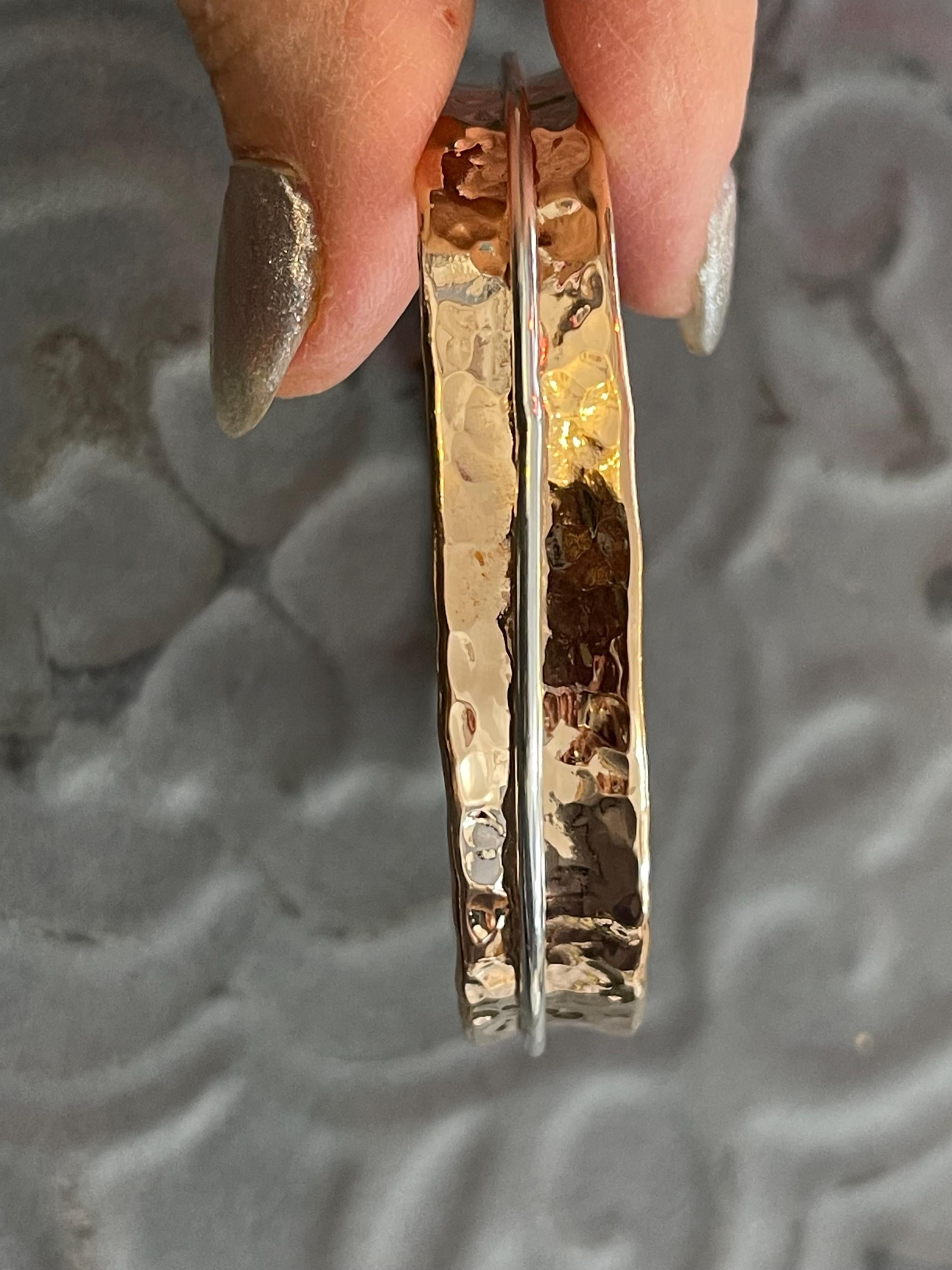 Copper Bangle Bracelet with Sterling Silver Moveable Ring
