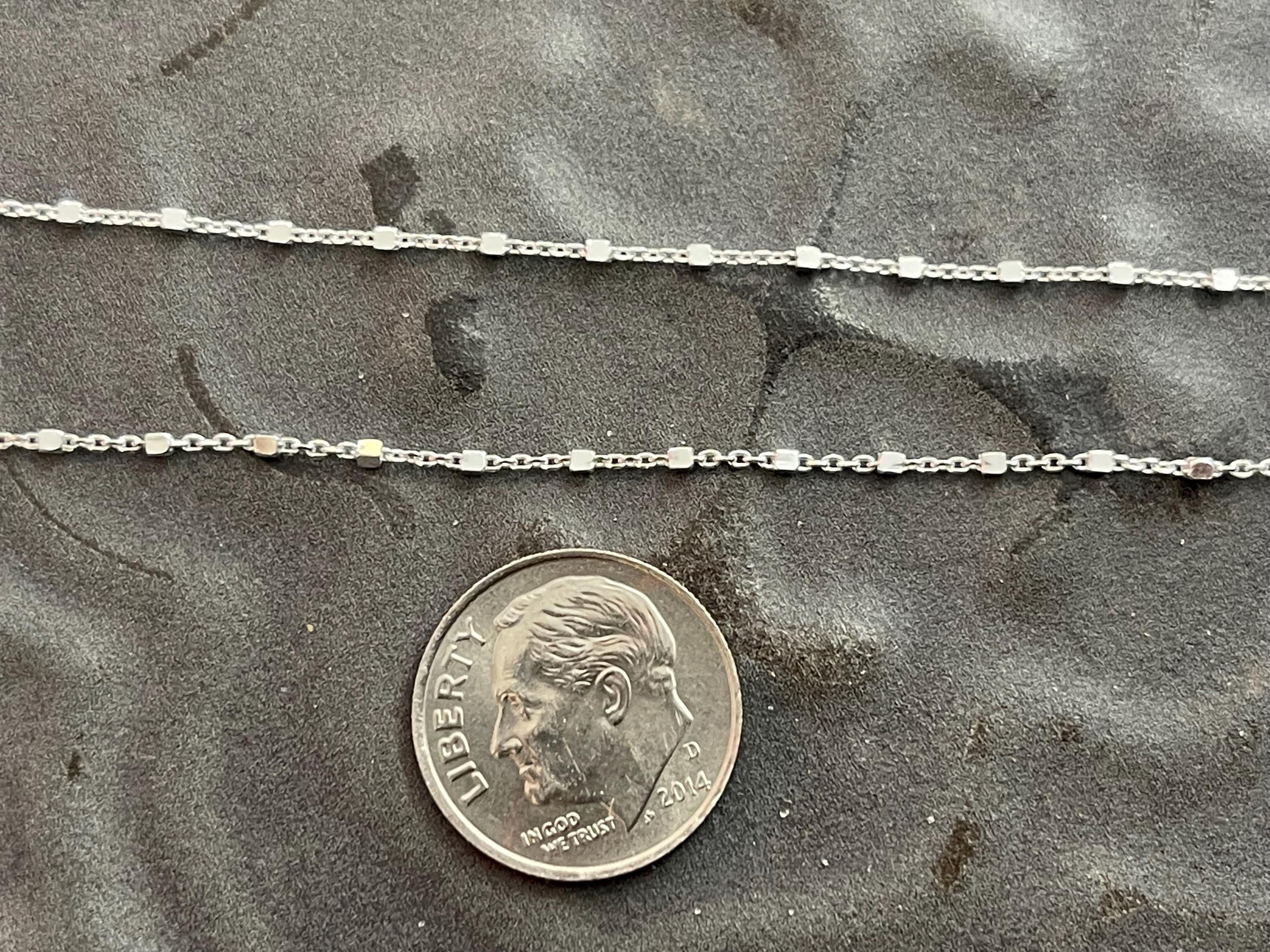 Sterling Silver 1mm Cable Chain with Cube Beads