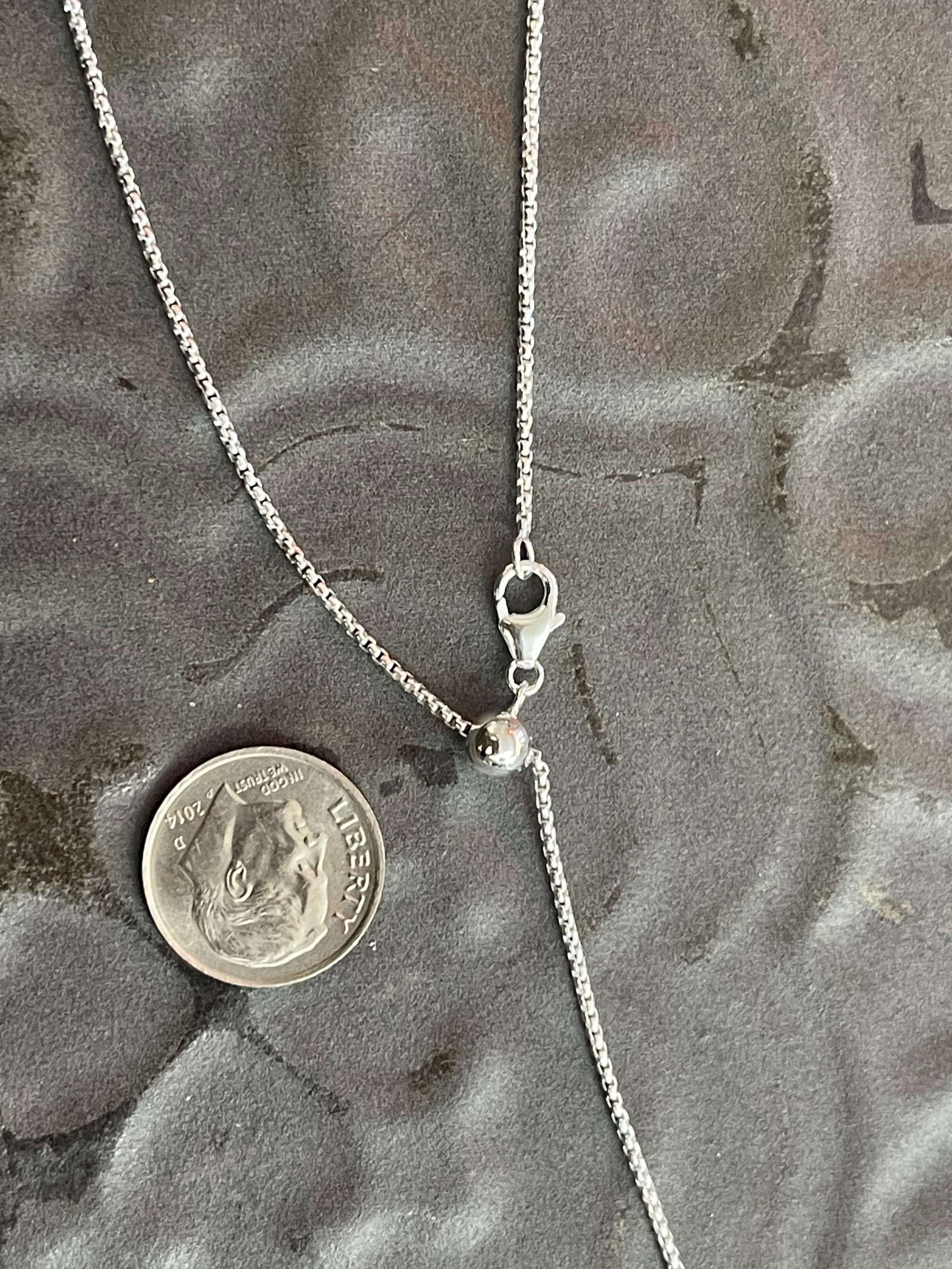 Sterling Silver Adjustable Rounded Box Chain Necklace