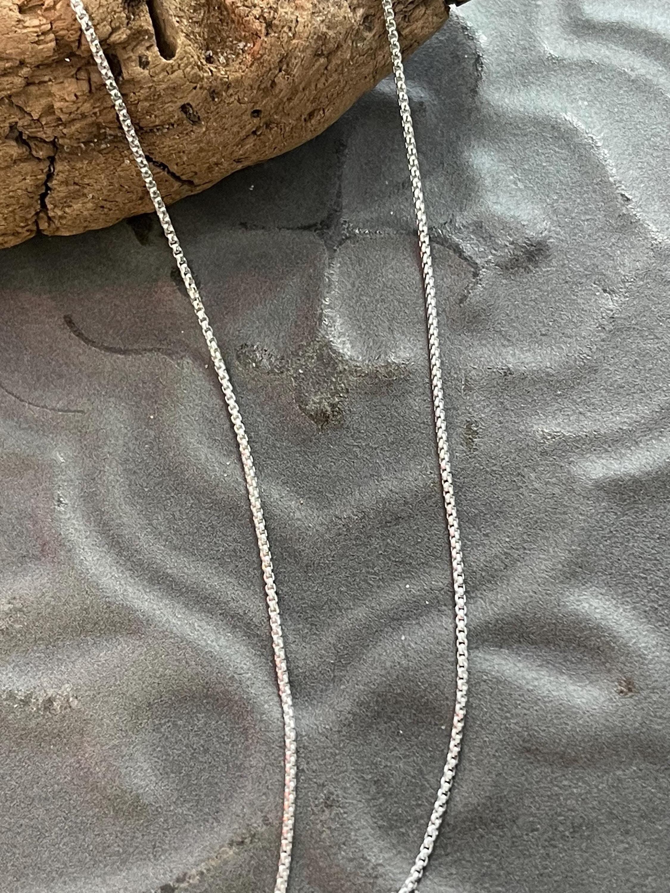 Sterling Silver Adjustable Rounded Box Chain Necklace