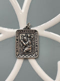 Sterling Silver 31.5x26 mm Saint Christopher Rectangle Medal Pendant