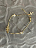 Sterling Silver Gold-Plated Cubic Zirconia Set with Cross & Our Lady of Guadalupe Bracelet