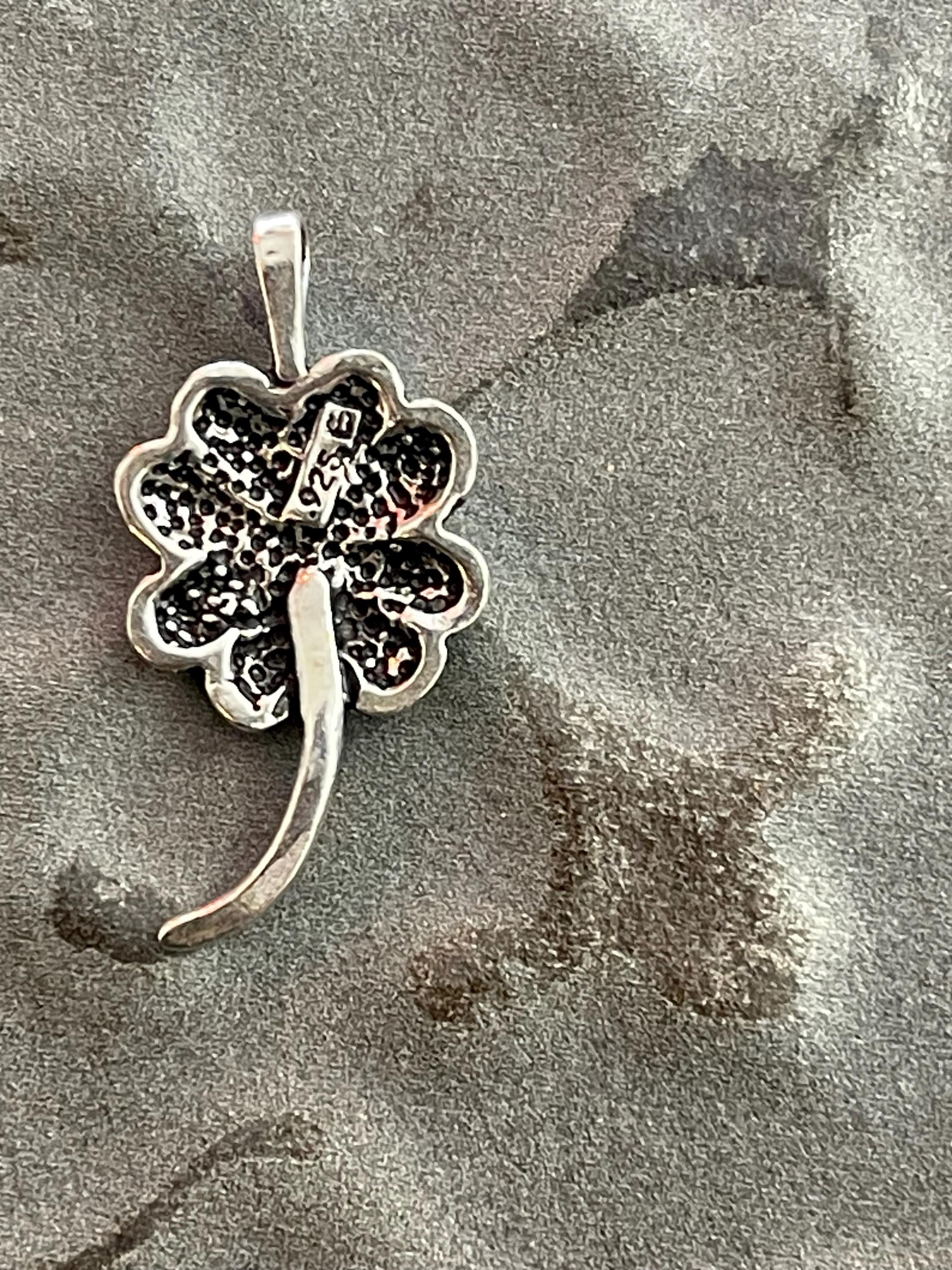Sterling Silver Polished Textured Clover Chain Slide