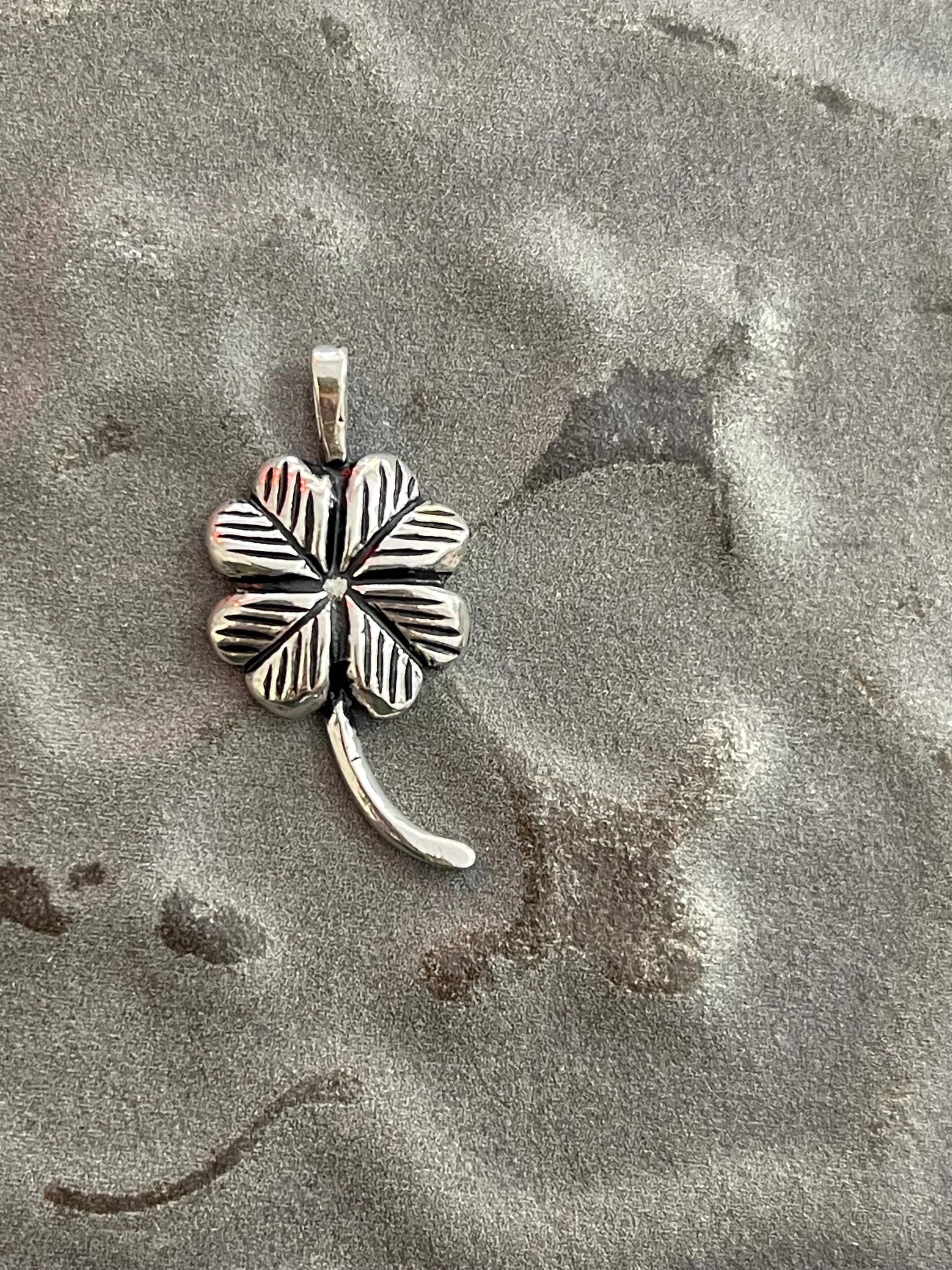 Sterling Silver Polished Textured Clover Chain Slide
