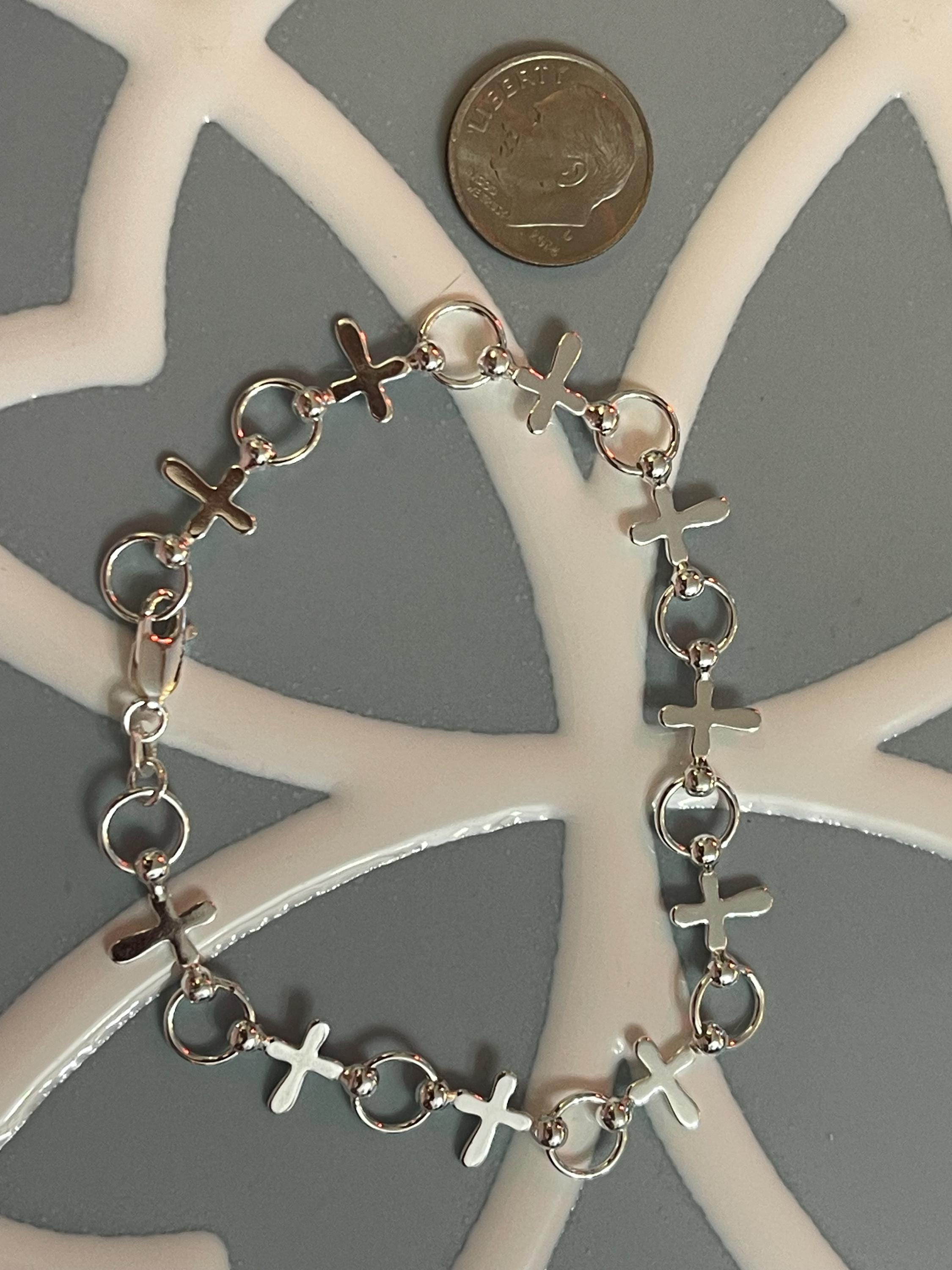 Sterling Silver Bracelet with Crosses