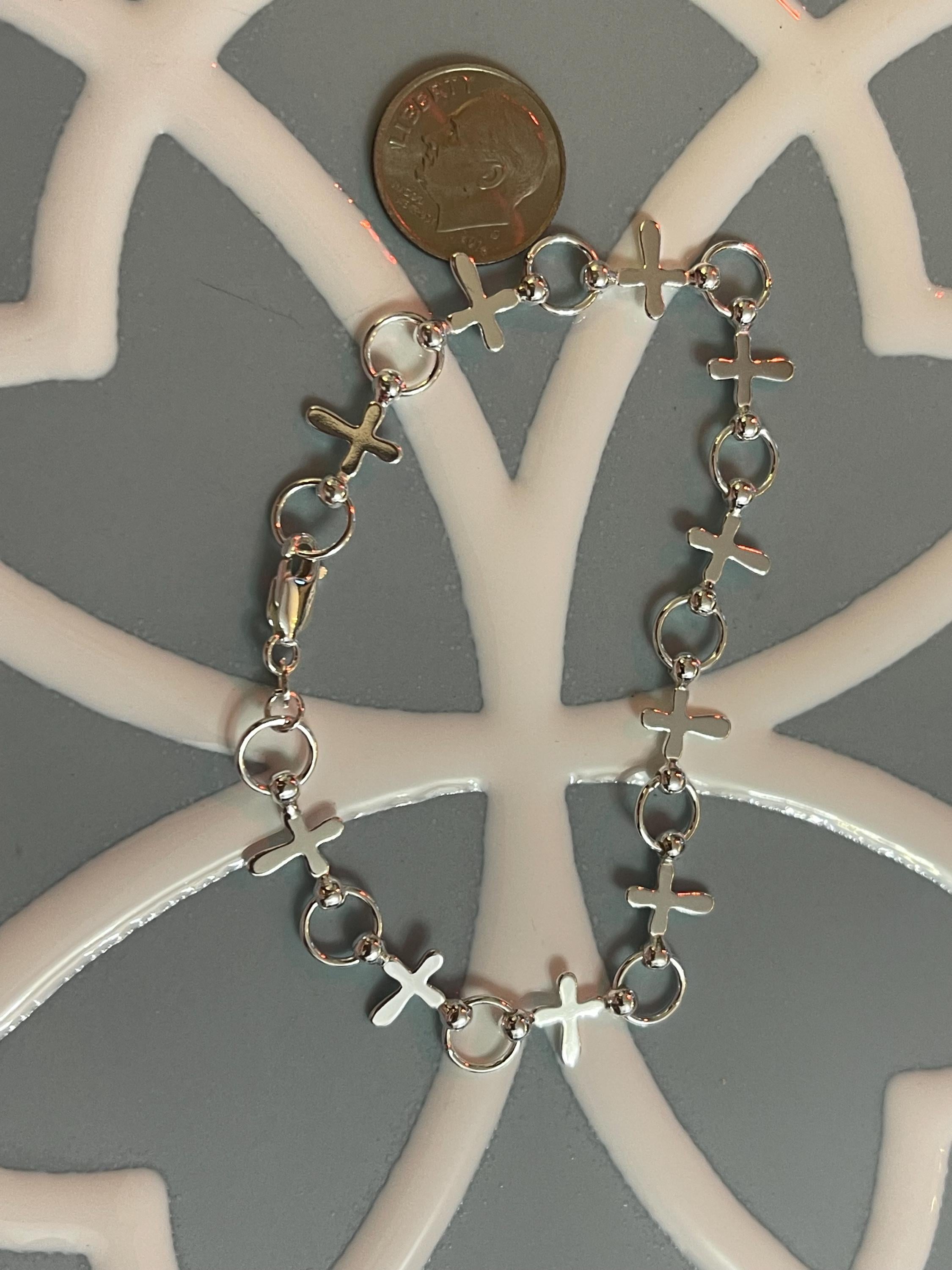Sterling Silver Bracelet with Crosses