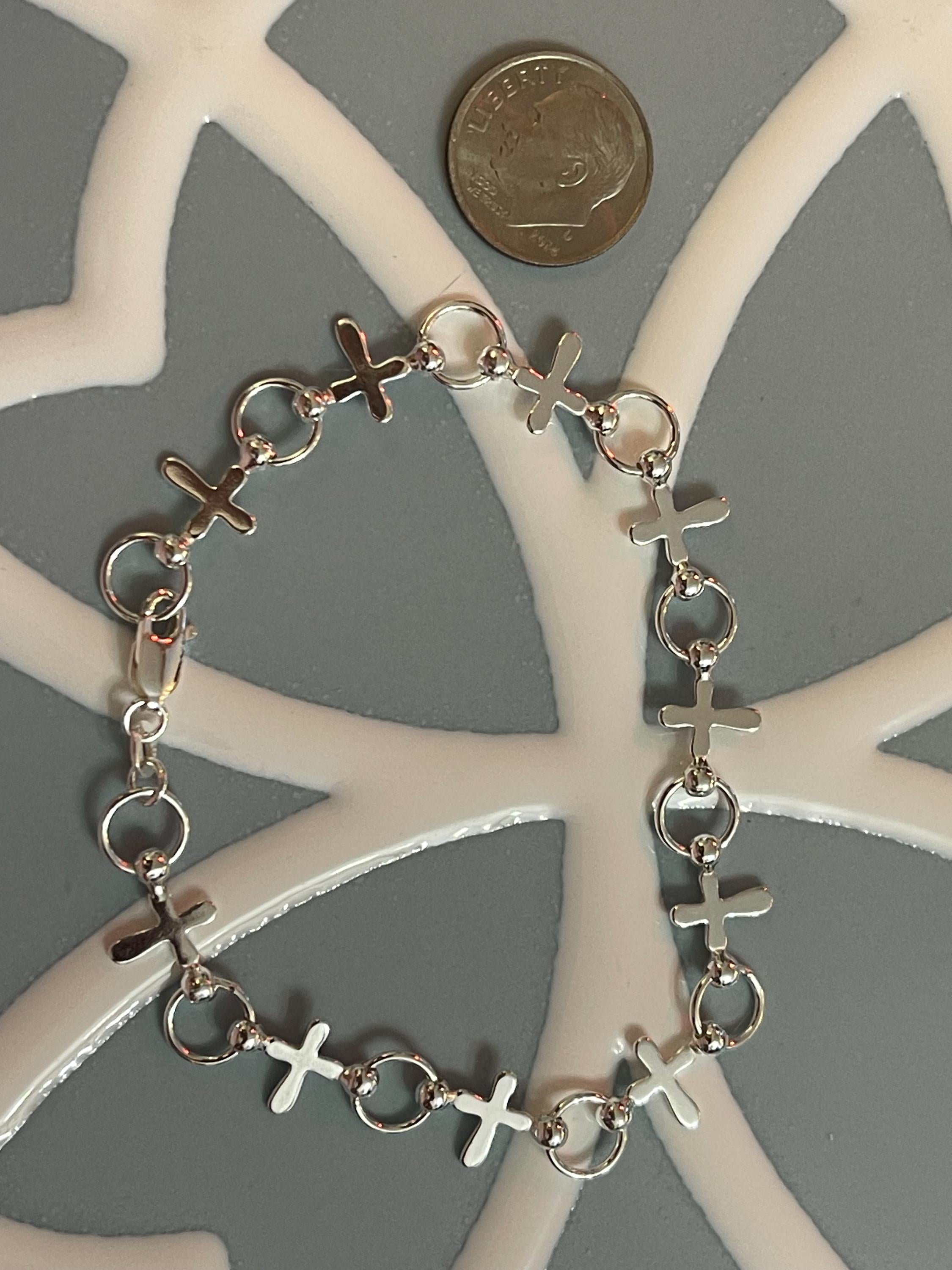Sterling Silver Bracelet with Crosses