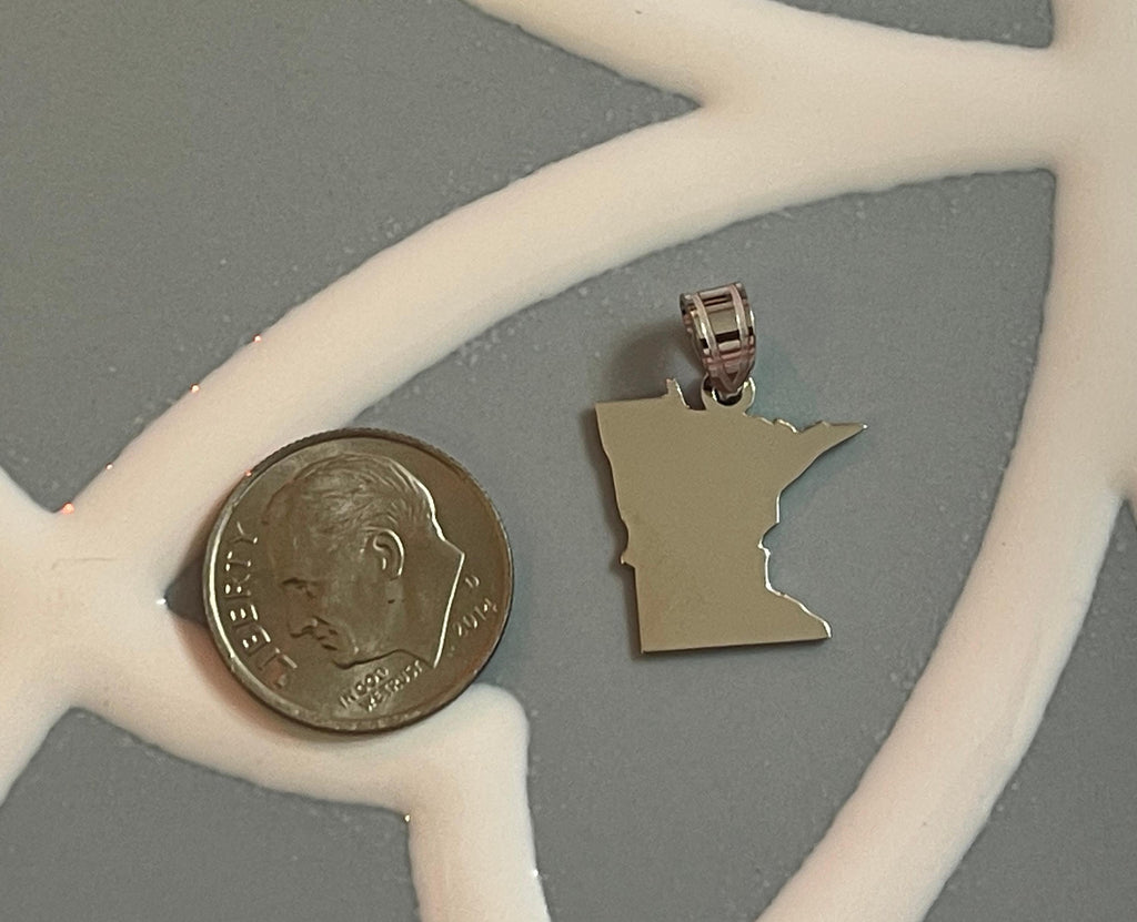 Sterling Silver/Rhodium-plated State Shaped Pendant