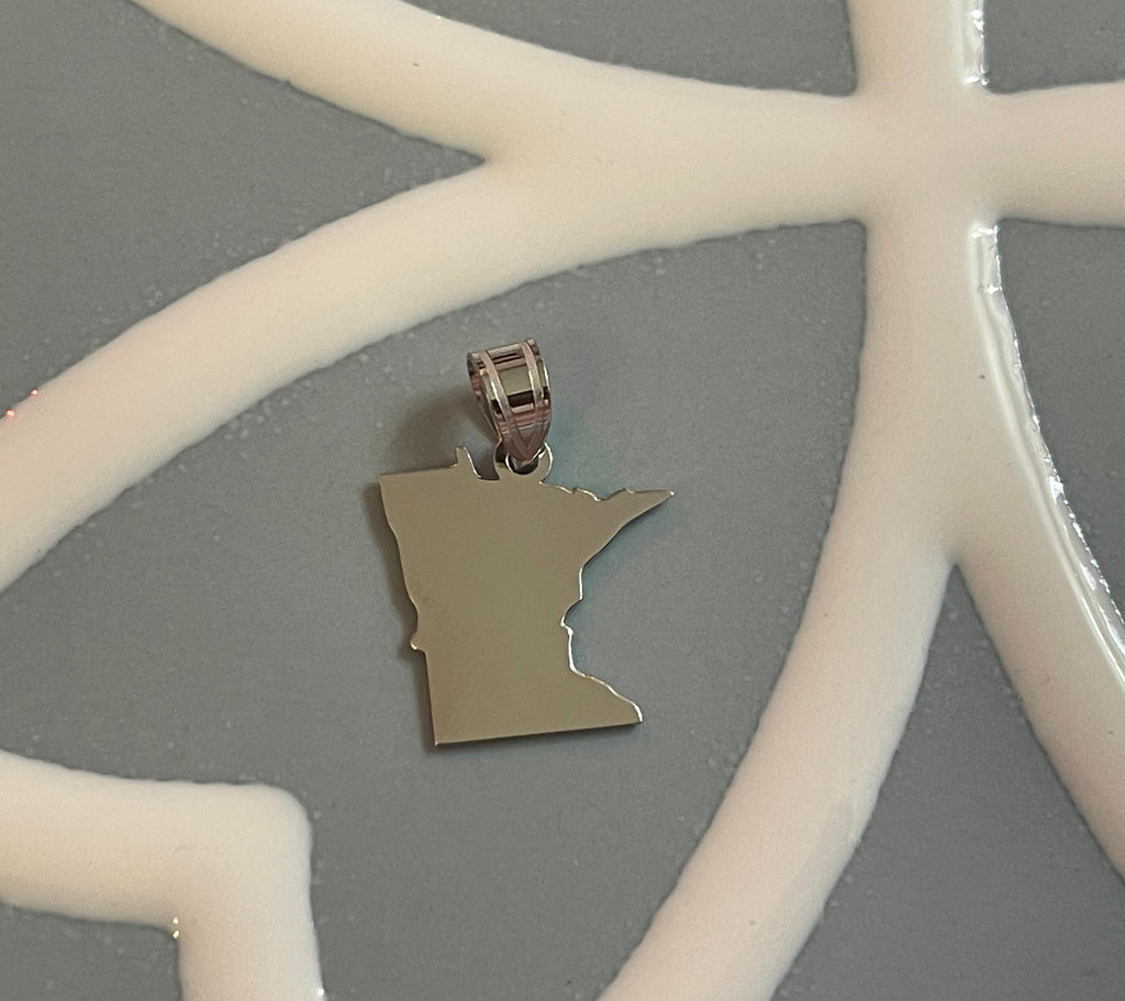 Sterling Silver/Rhodium-plated State Shaped Pendant