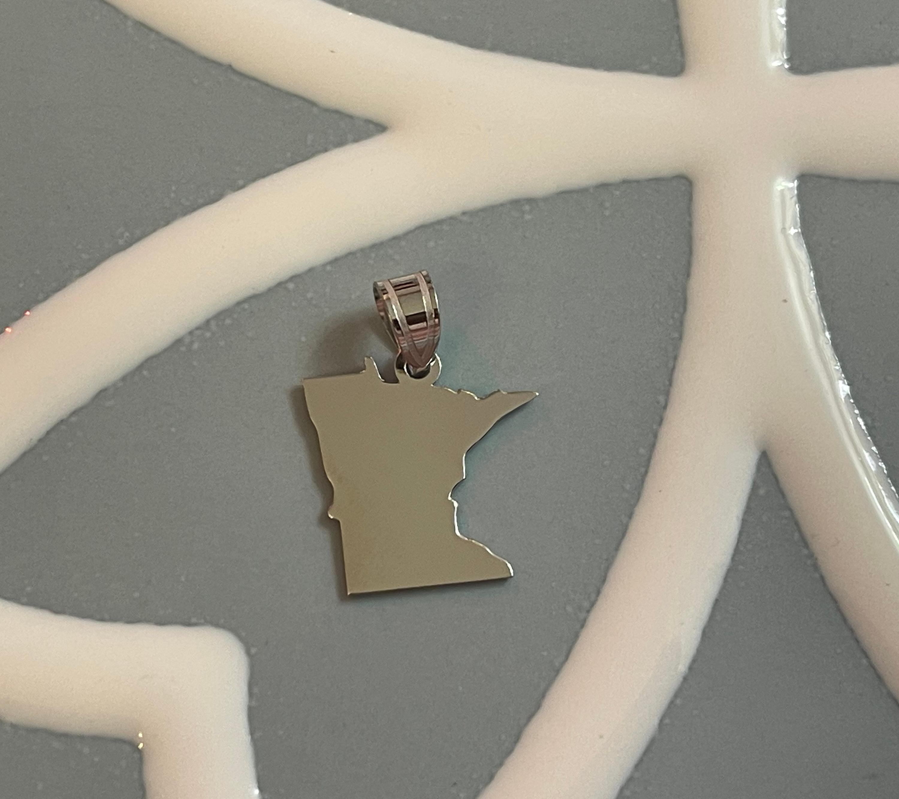Sterling Silver/Rhodium-plated State Shaped Pendant