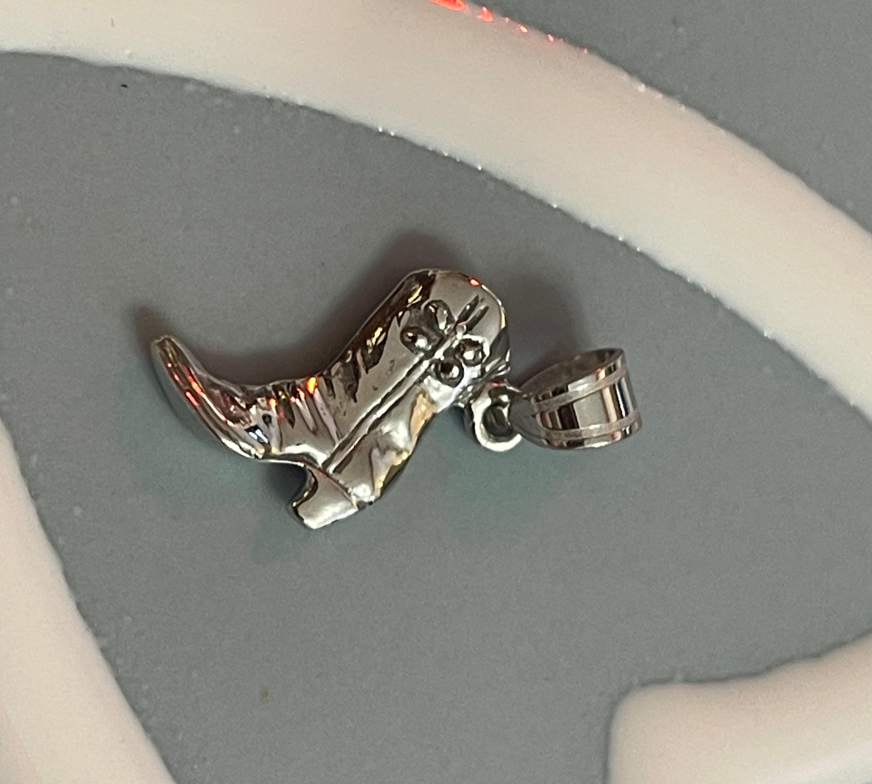 Sterling Silver Polished 3D Cowboy Boot Pendant