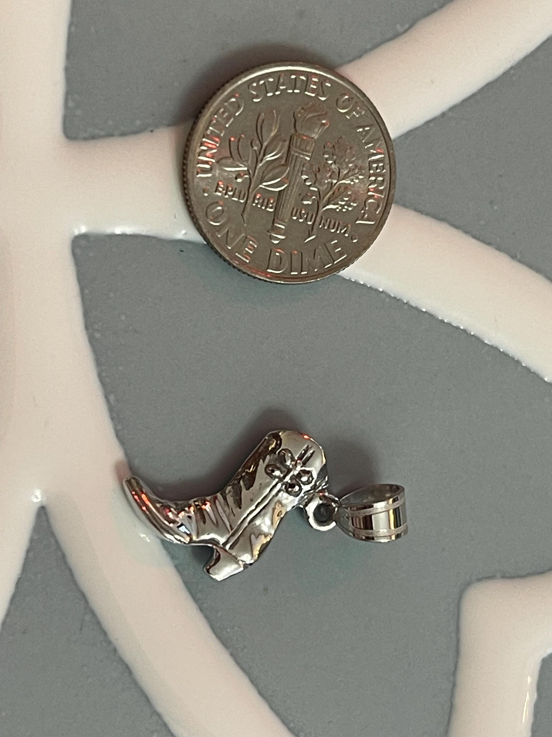 Sterling Silver Polished 3D Cowboy Boot Pendant