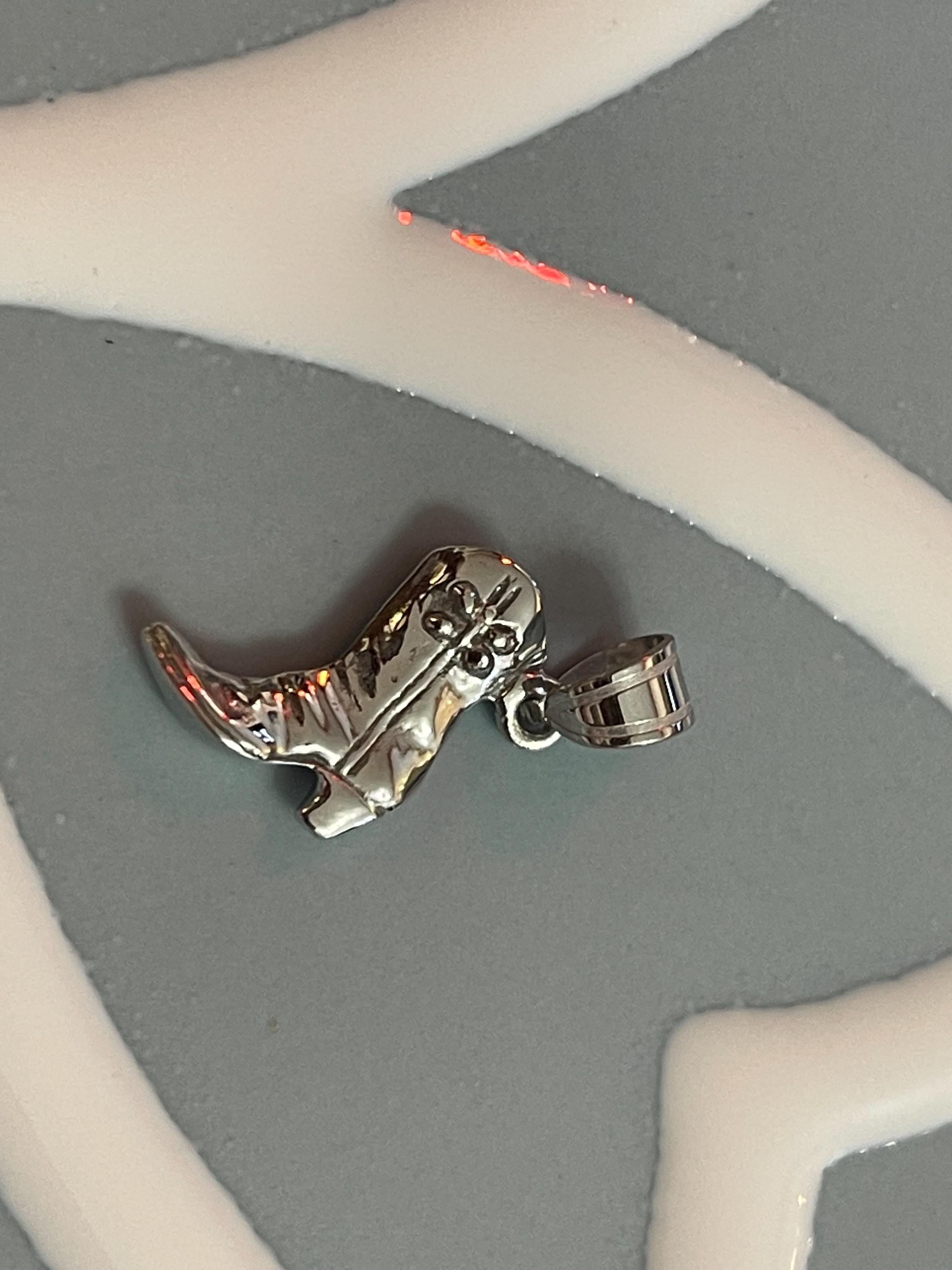 Sterling Silver Polished 3D Cowboy Boot Pendant