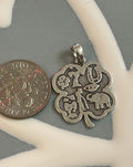Sterling Silver Antiqued Good Luck Clover Charm Pendant
