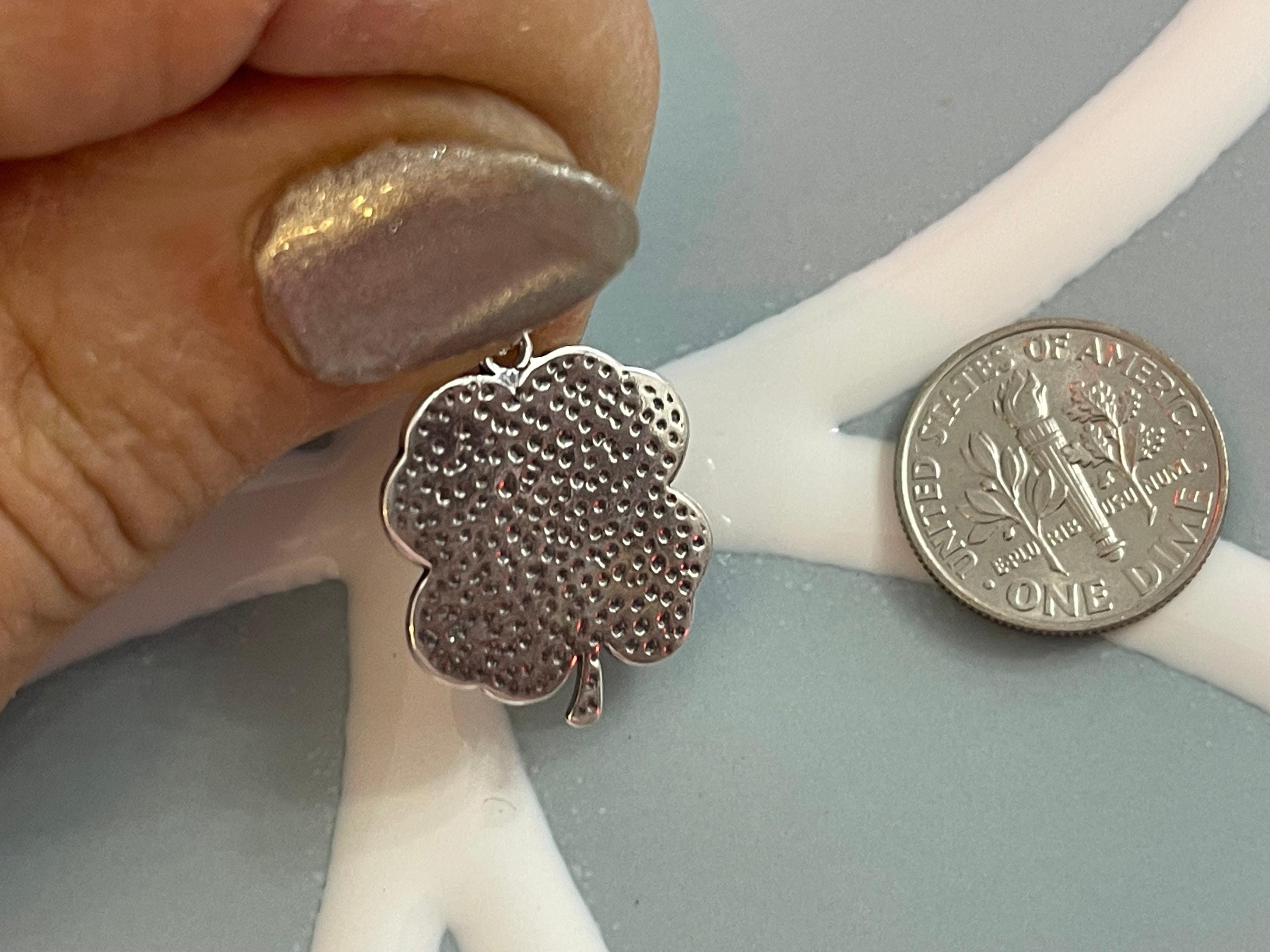 Sterling Silver Antiqued Good Luck Clover Charm Pendant