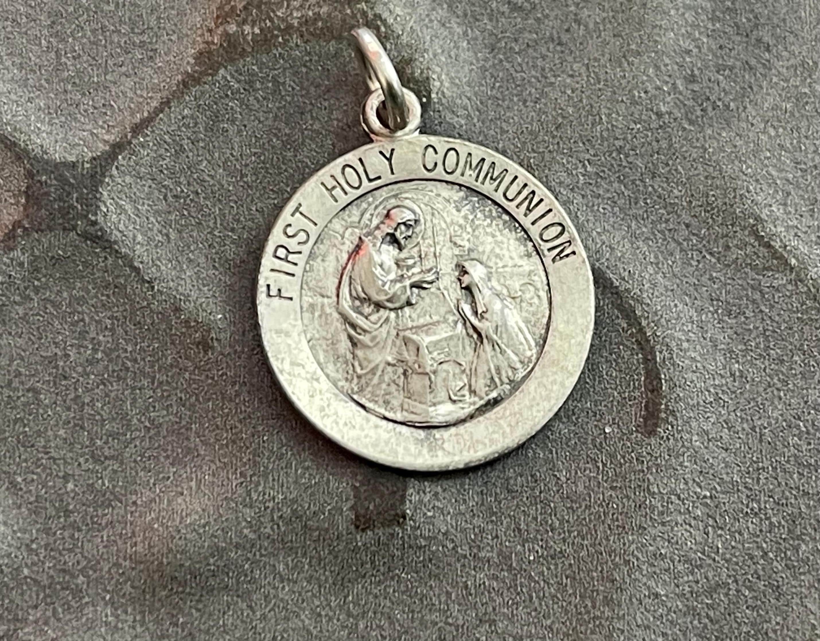 Sterling Silver 18 mm First Communion Medal Charm Pendant