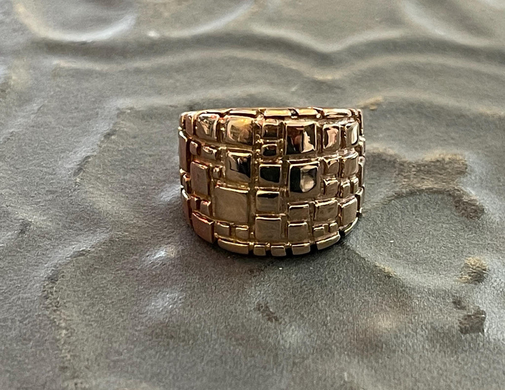 Stainless Steel Textured Rose Tone Ring