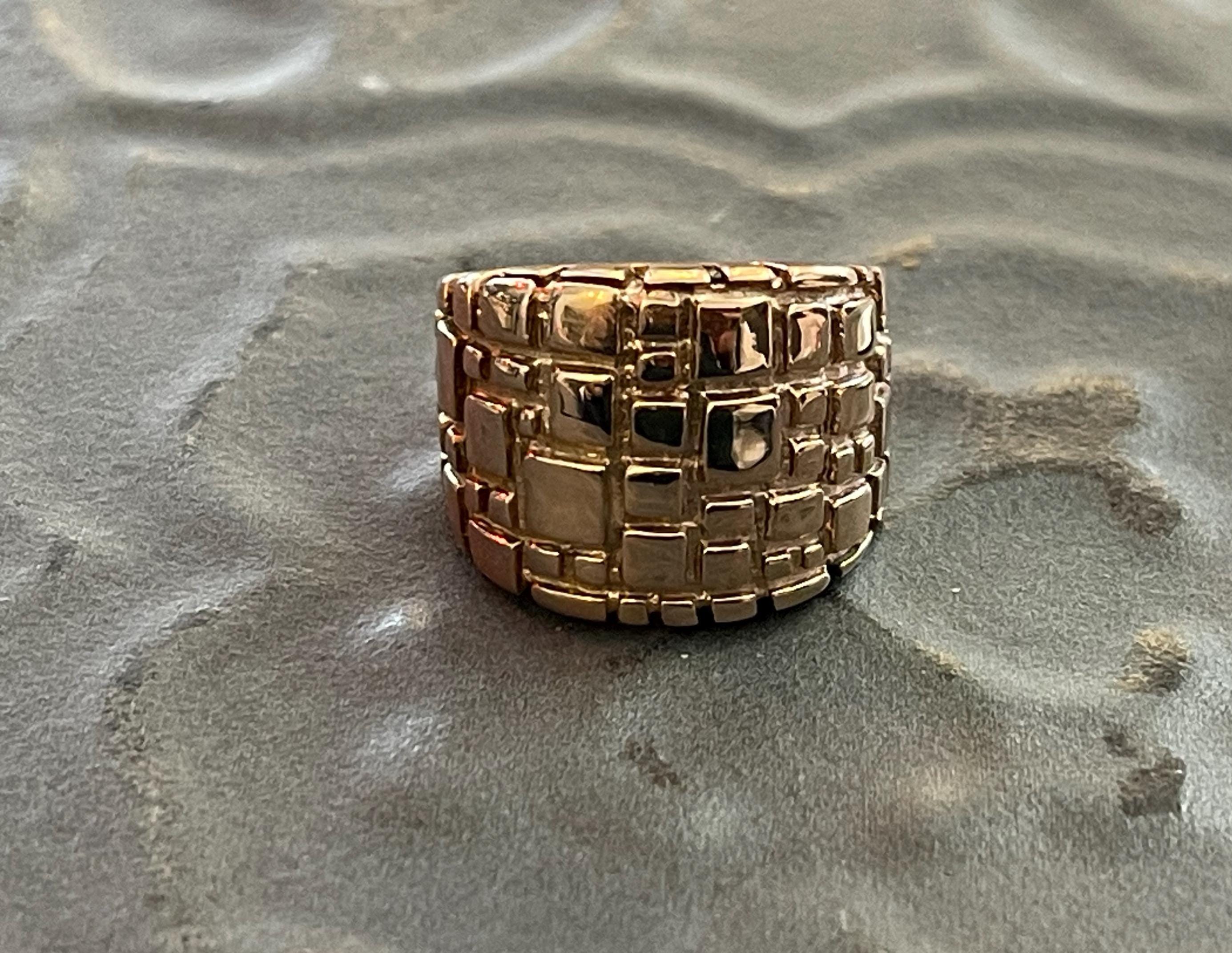 Stainless Steel Textured Rose Tone Ring