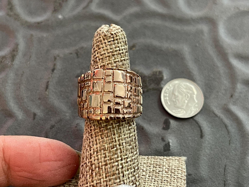 Stainless Steel Textured Rose Tone Ring
