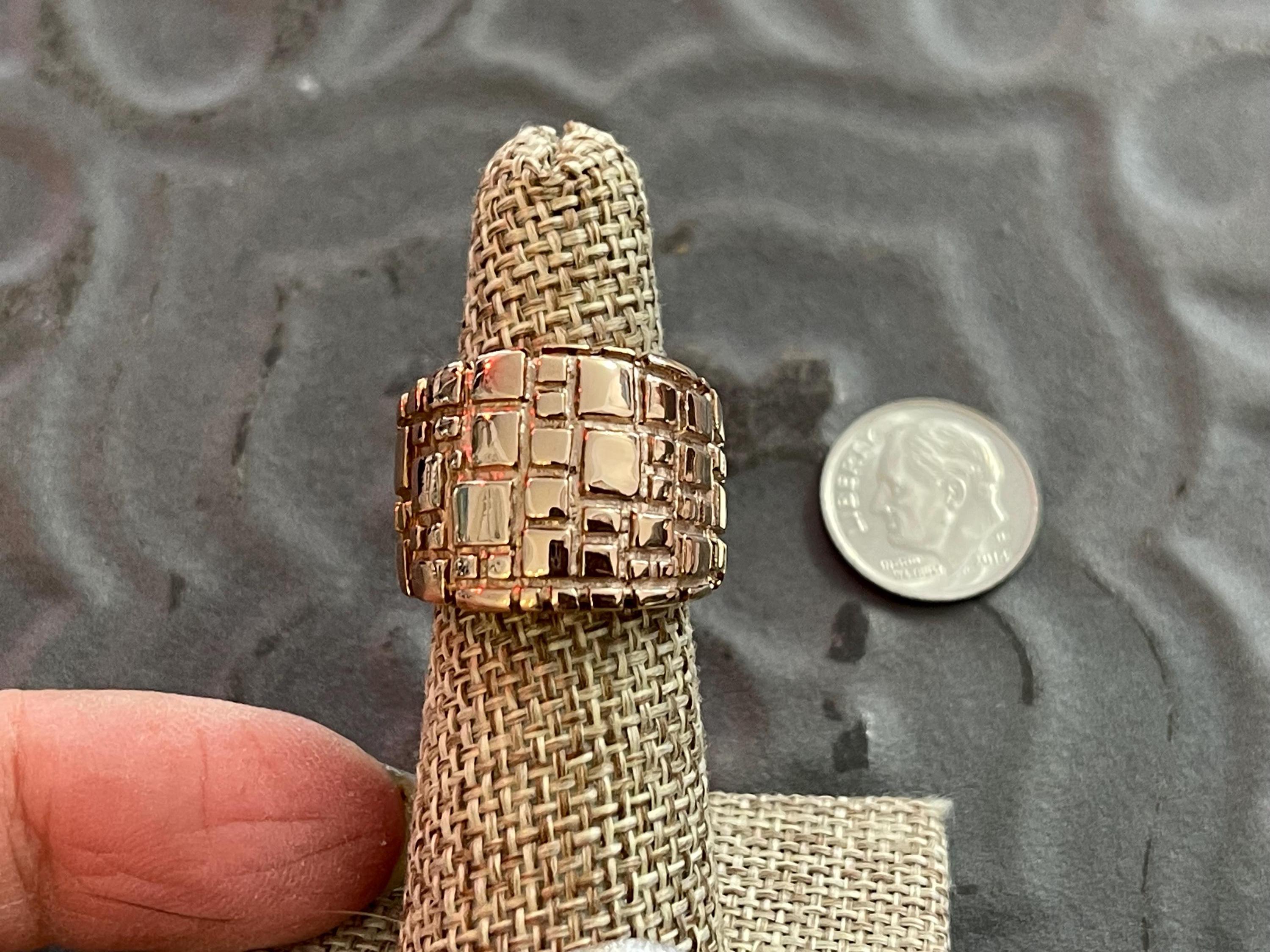 Stainless Steel Textured Rose Tone Ring