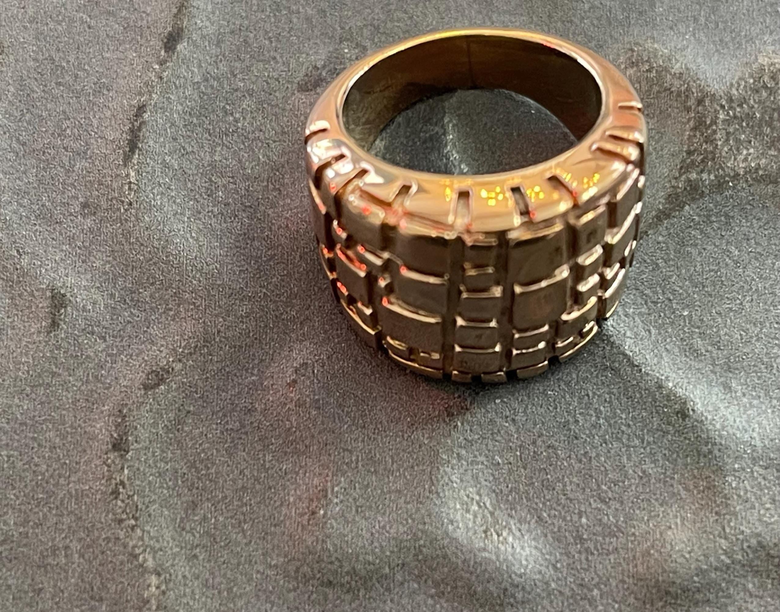 Stainless Steel Textured Rose Tone Ring