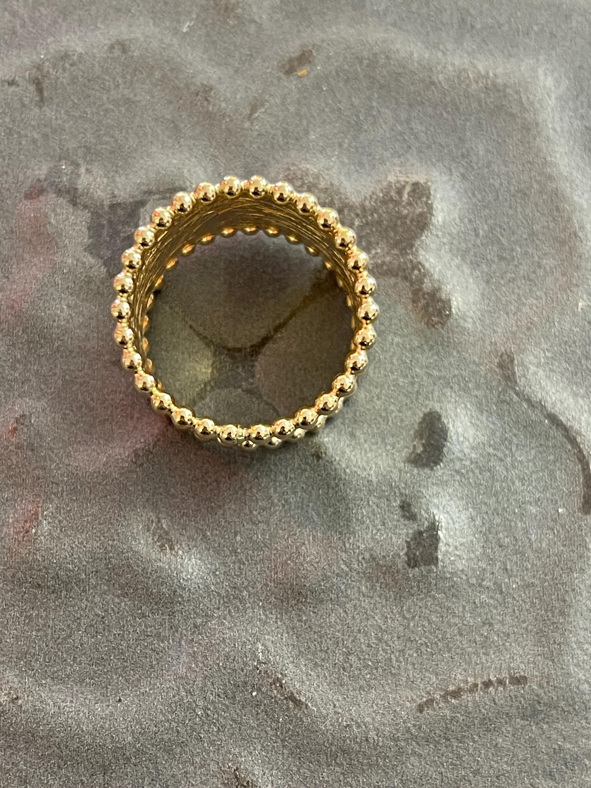 12/20 Yellow Gold-Filled Beaded Edge Textured Ring