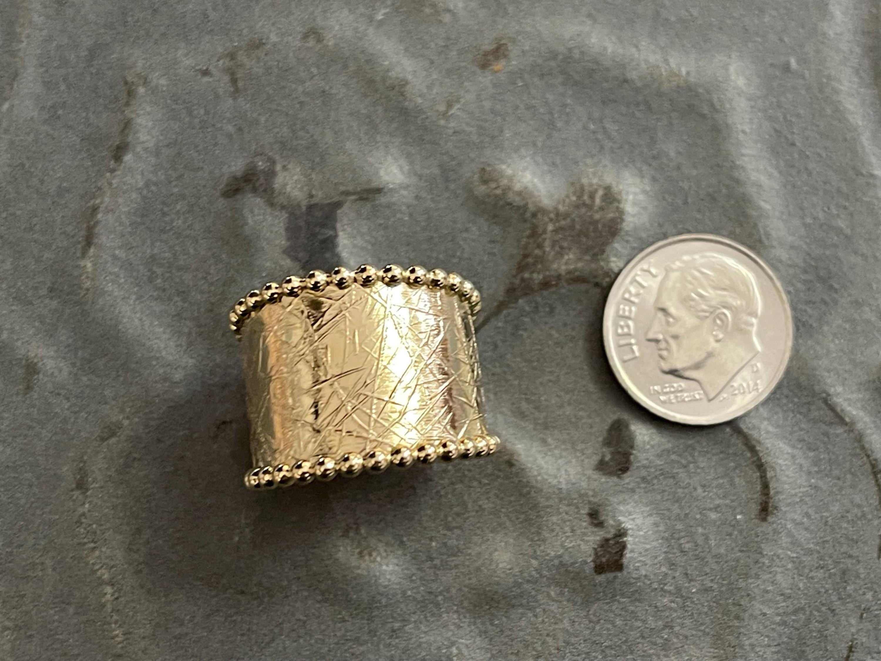 12/20 Yellow Gold-Filled Beaded Edge Textured Ring