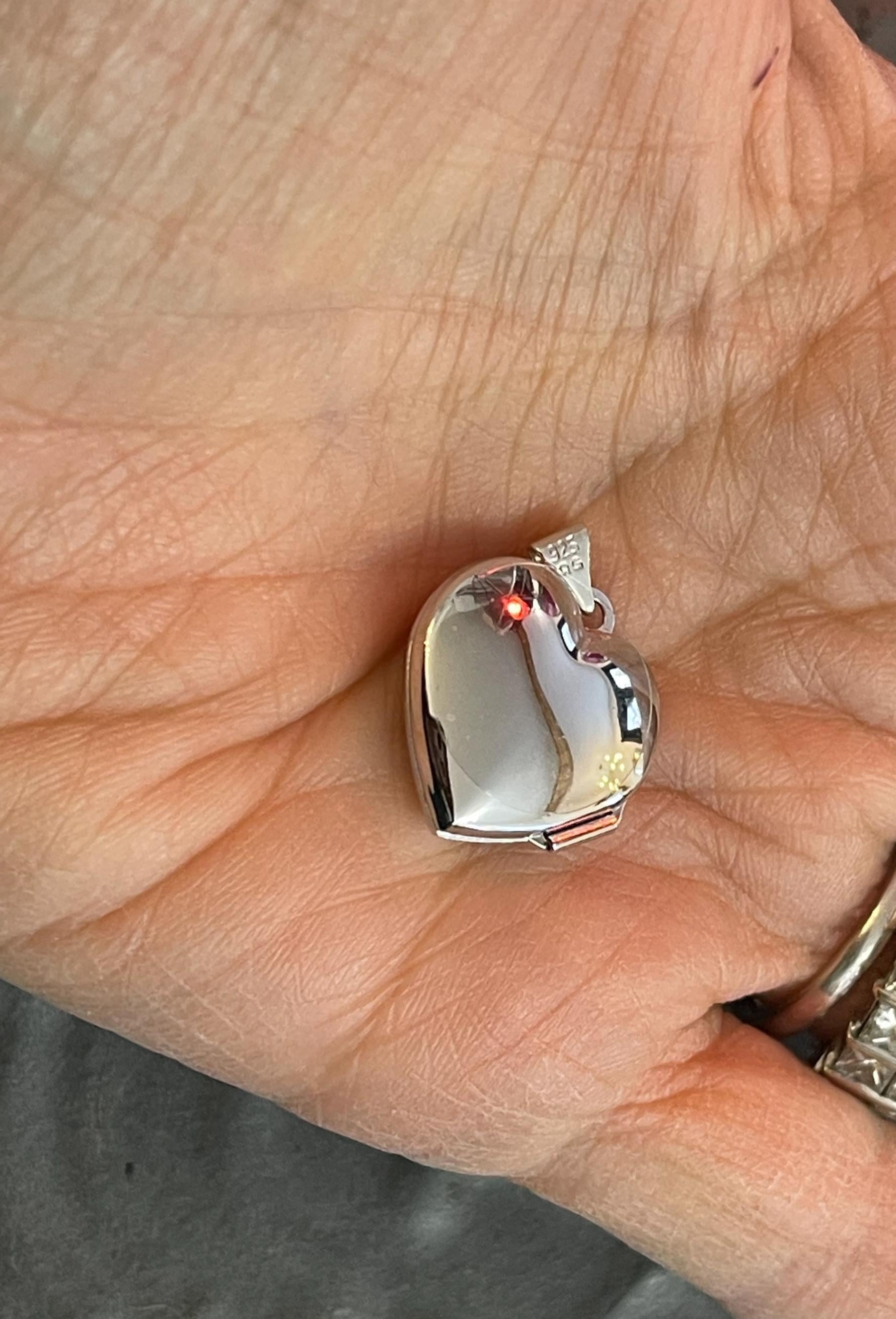 Sterling Silver Textured 18mm Floral Heart Polished Locket