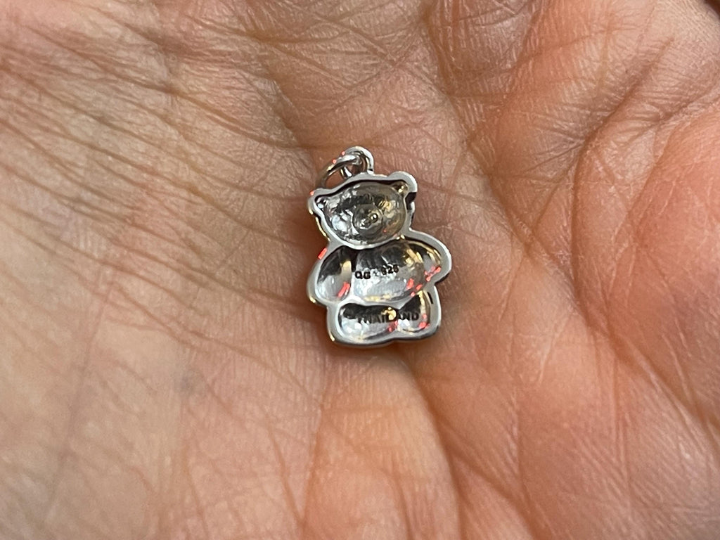 Sterling Silver Rhodium-plated  Polished Teddy Bear Pendant Charm