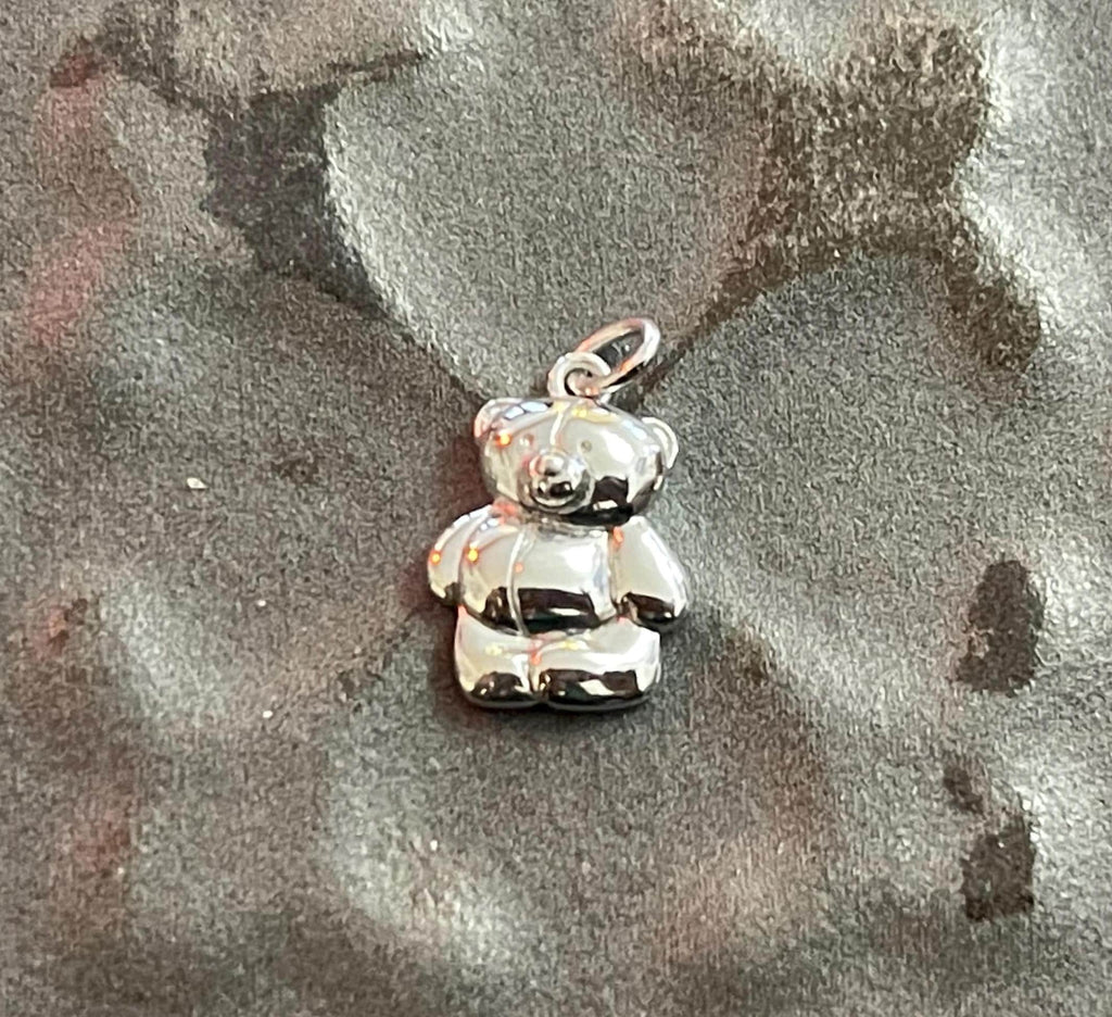 Sterling Silver Rhodium-plated  Polished Teddy Bear Pendant Charm